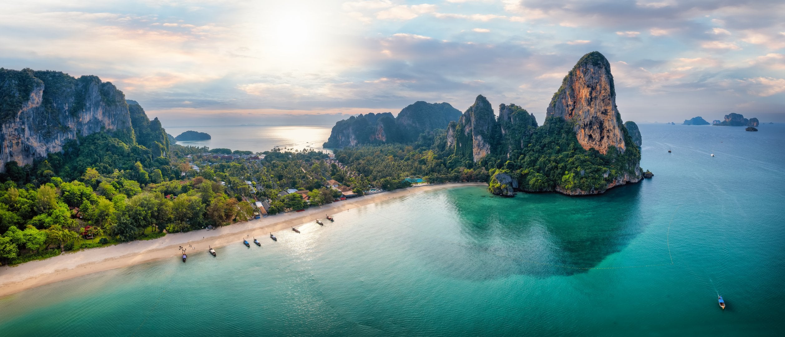 Panoramic aerial view of the beautiful Railay beach