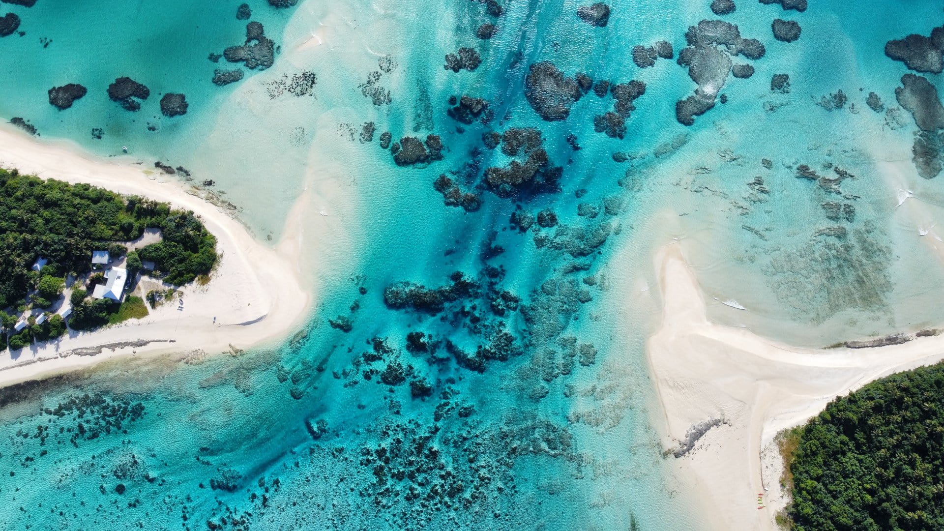 Aerial views of different islands in the Kingdom of Tonga