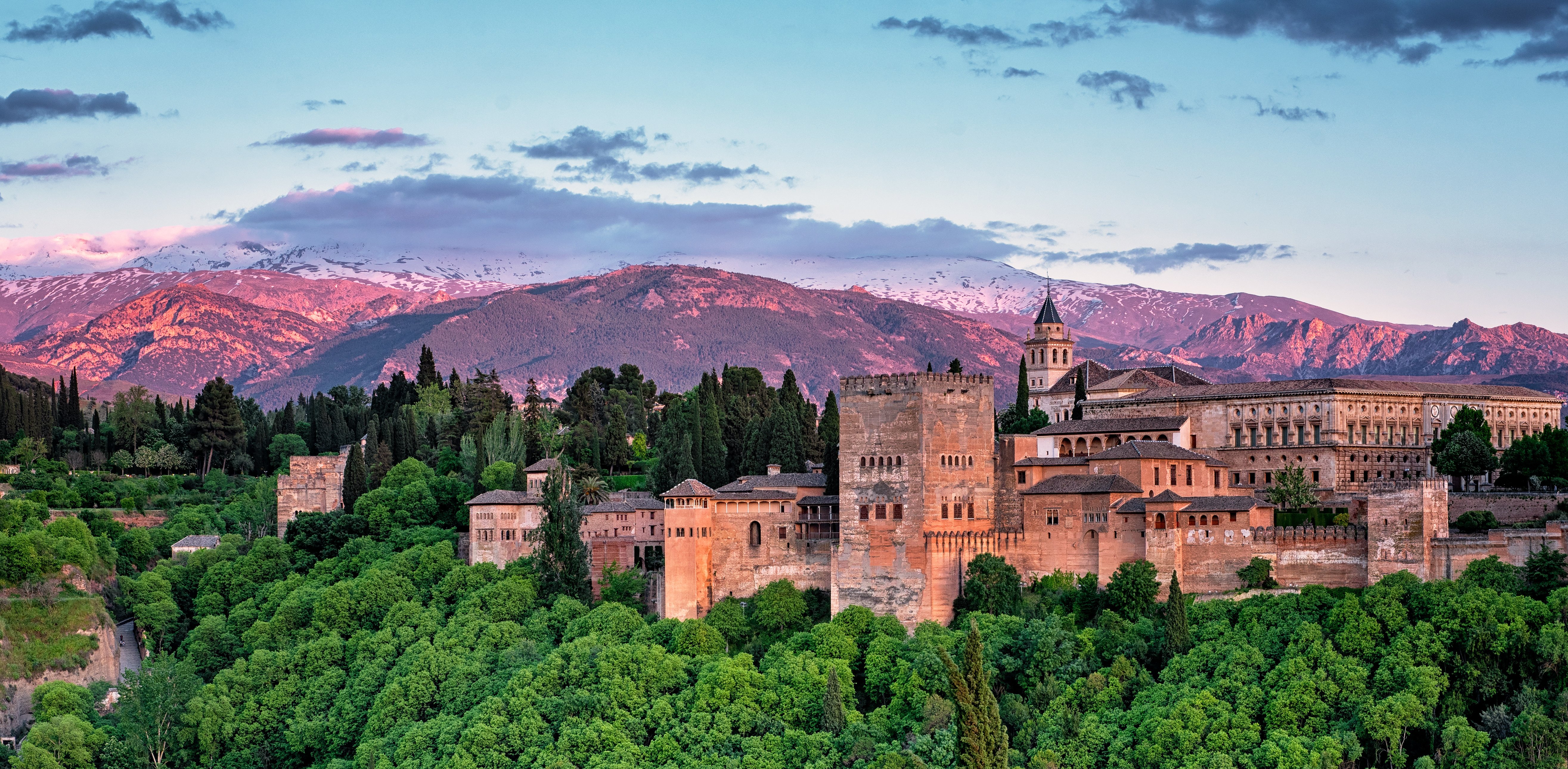 Alhambra in Granada at sunset