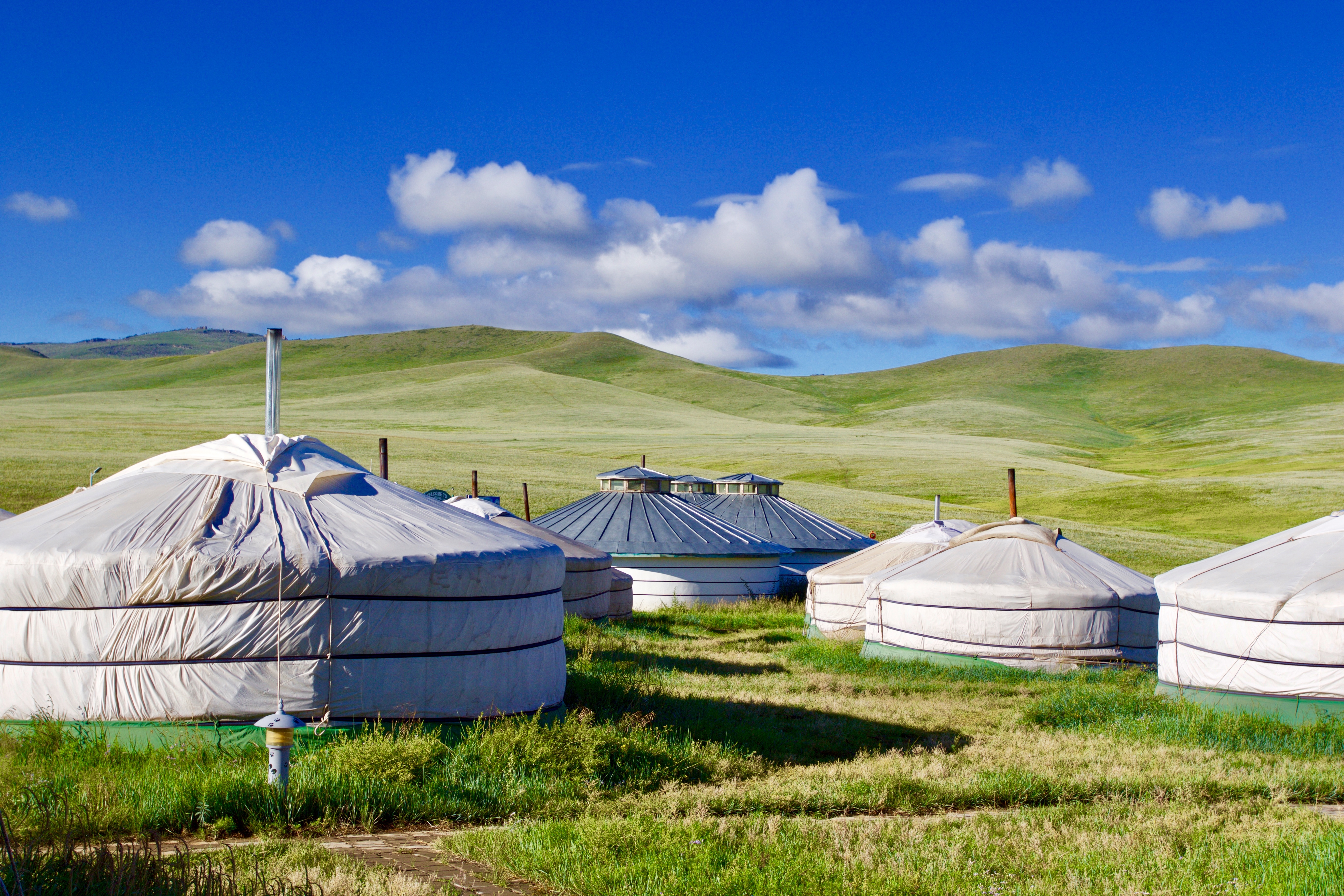 Ger camp at the entrance of the Hustai National park, Mongolia
