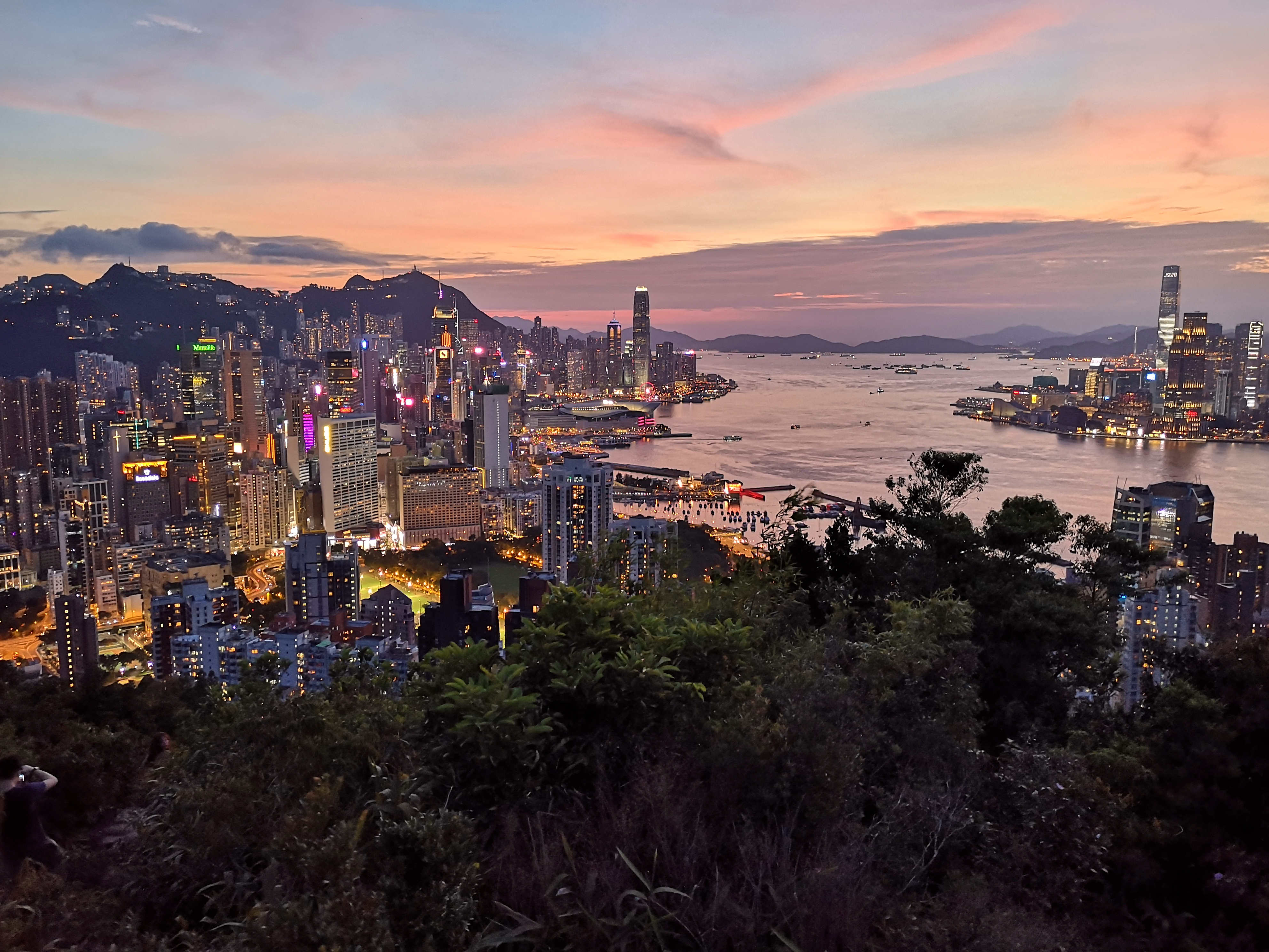 The Hong Kong cityscape at dusk