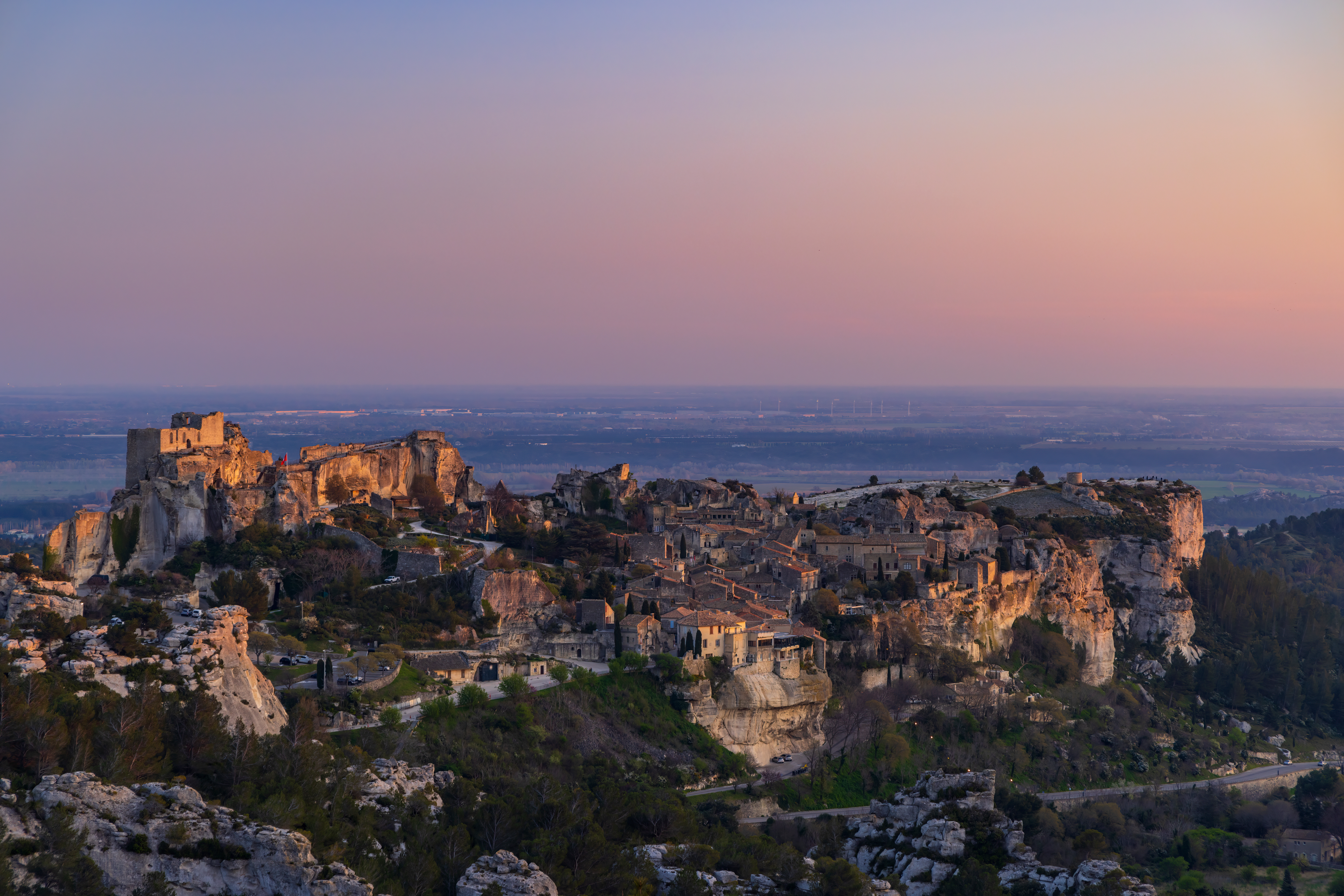 Ancient Les Baux-de-Provence, offers commanding views over the Alpilles mountain range