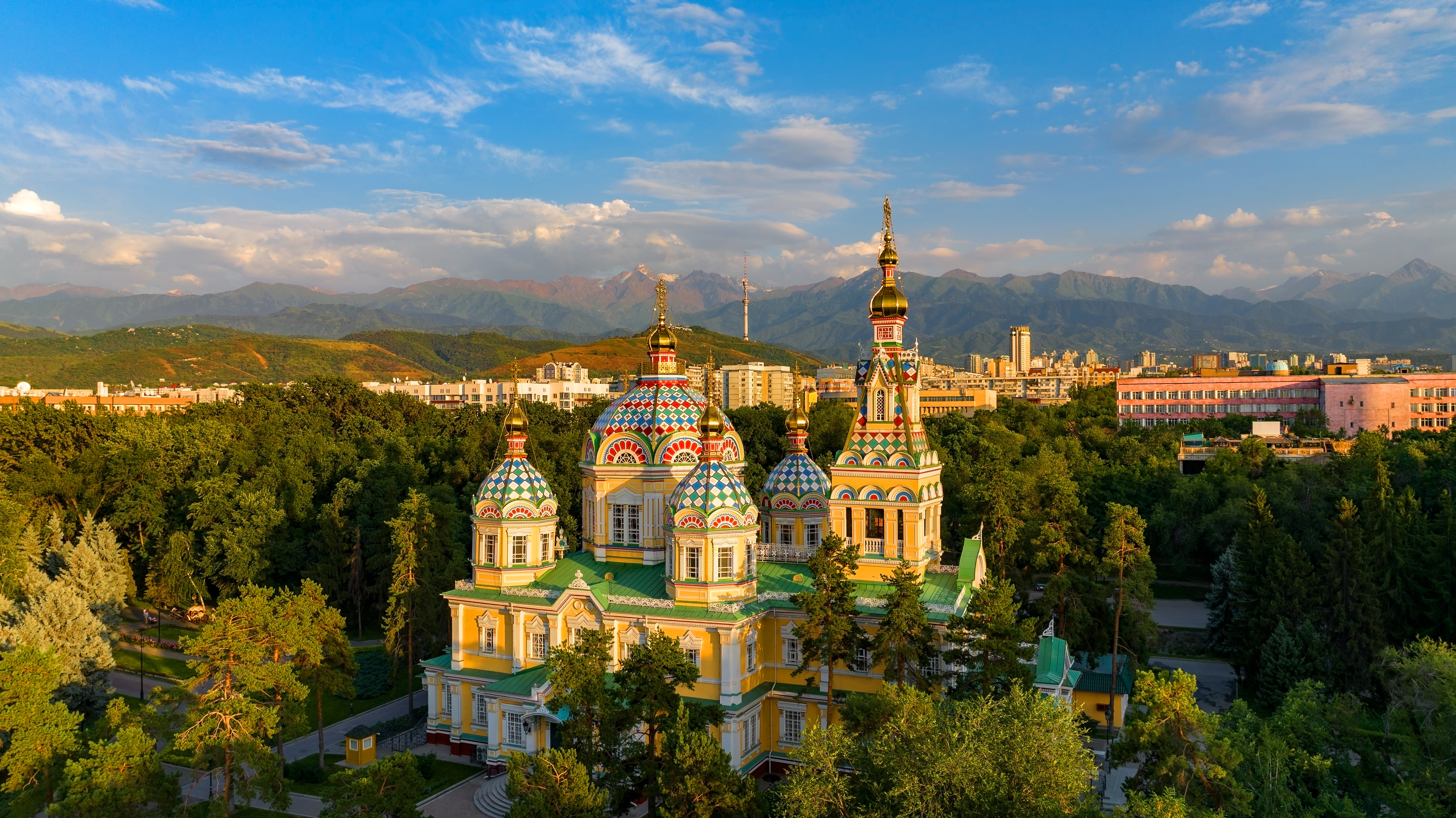 Orthodox wooden Ascension Cathedral built in 1907, Almaty