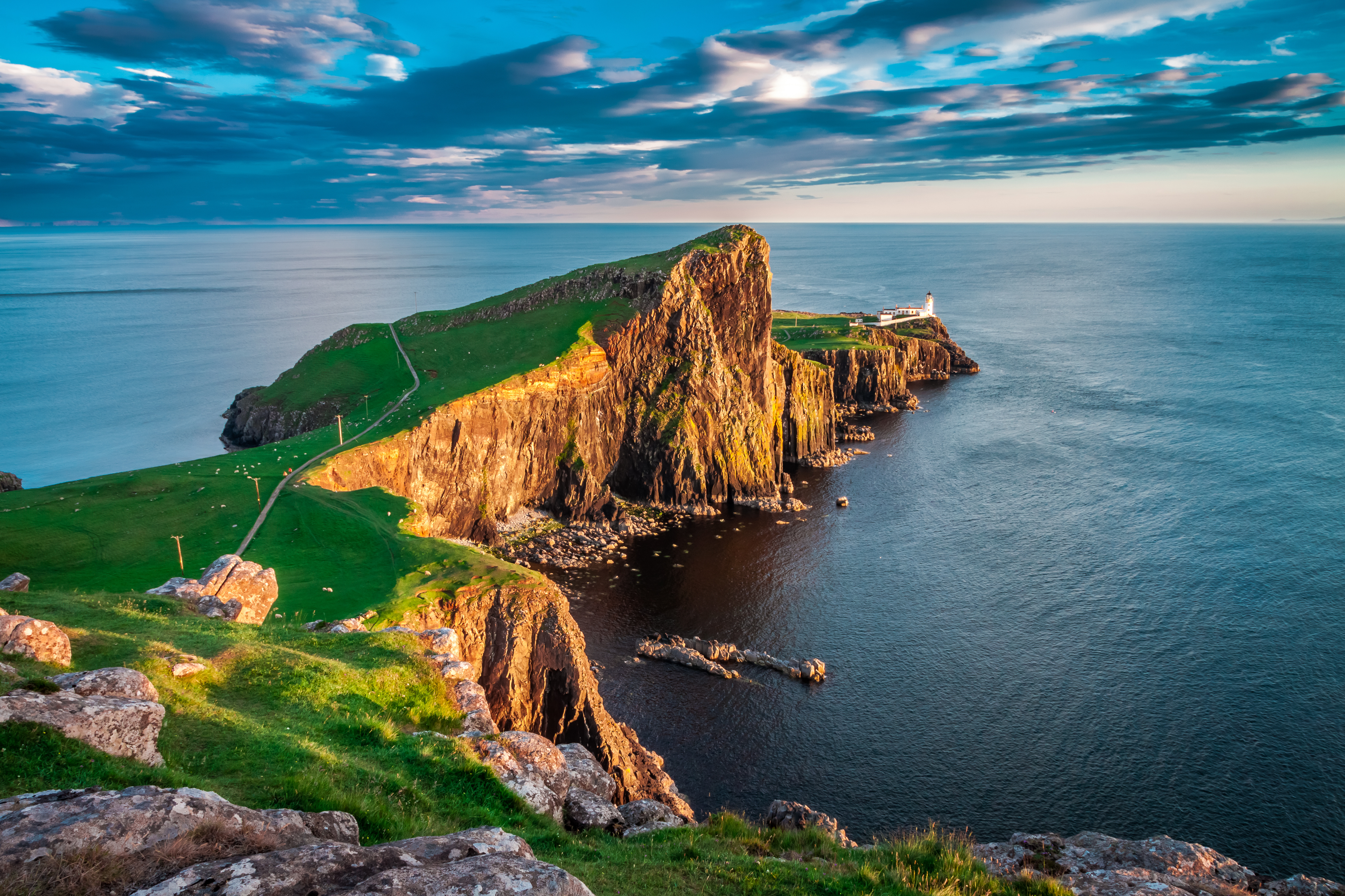 Sunset at the Neist point lighthouse, Isle of Skye