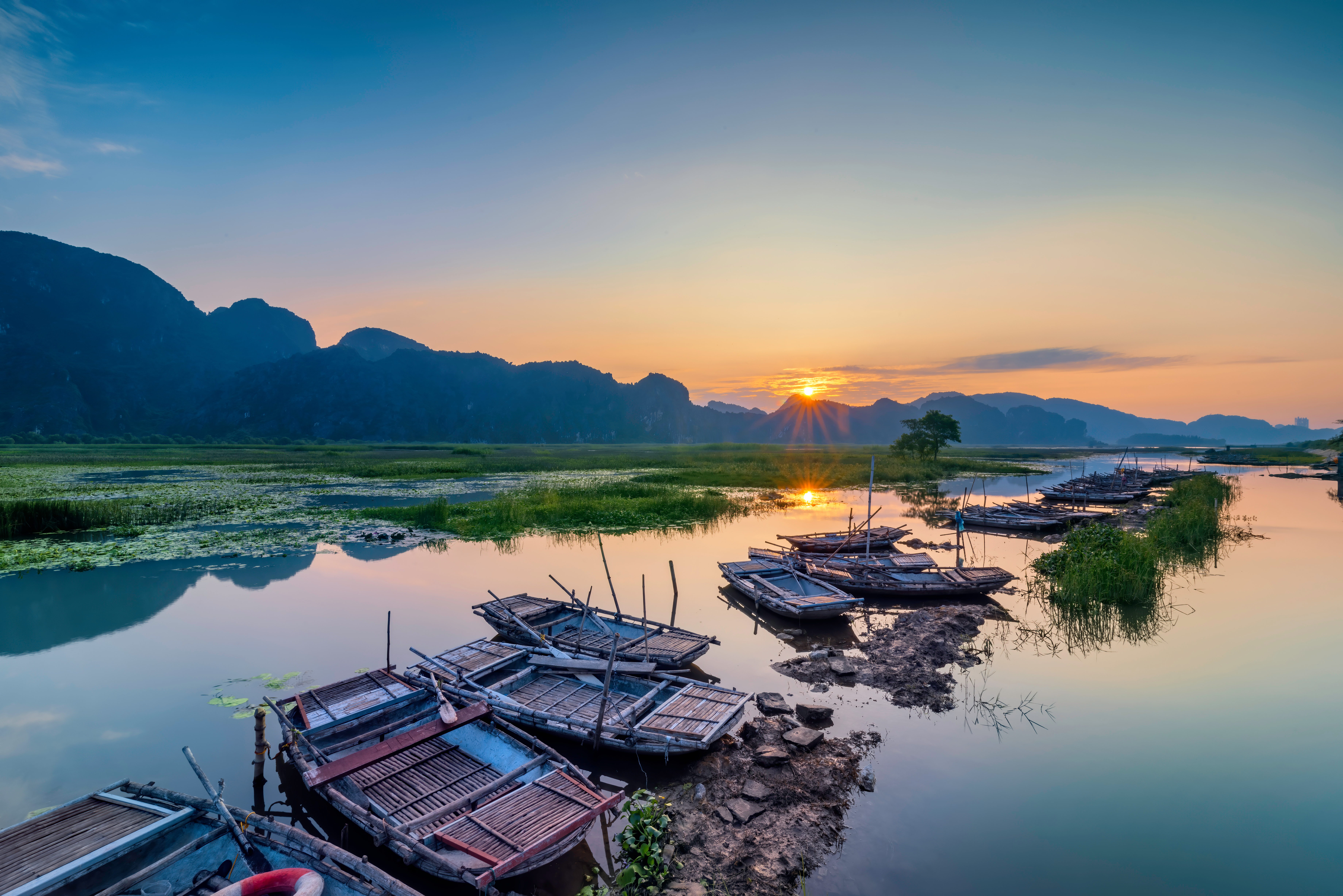Van Long natural reserve in Ninh Binh, Vietnam