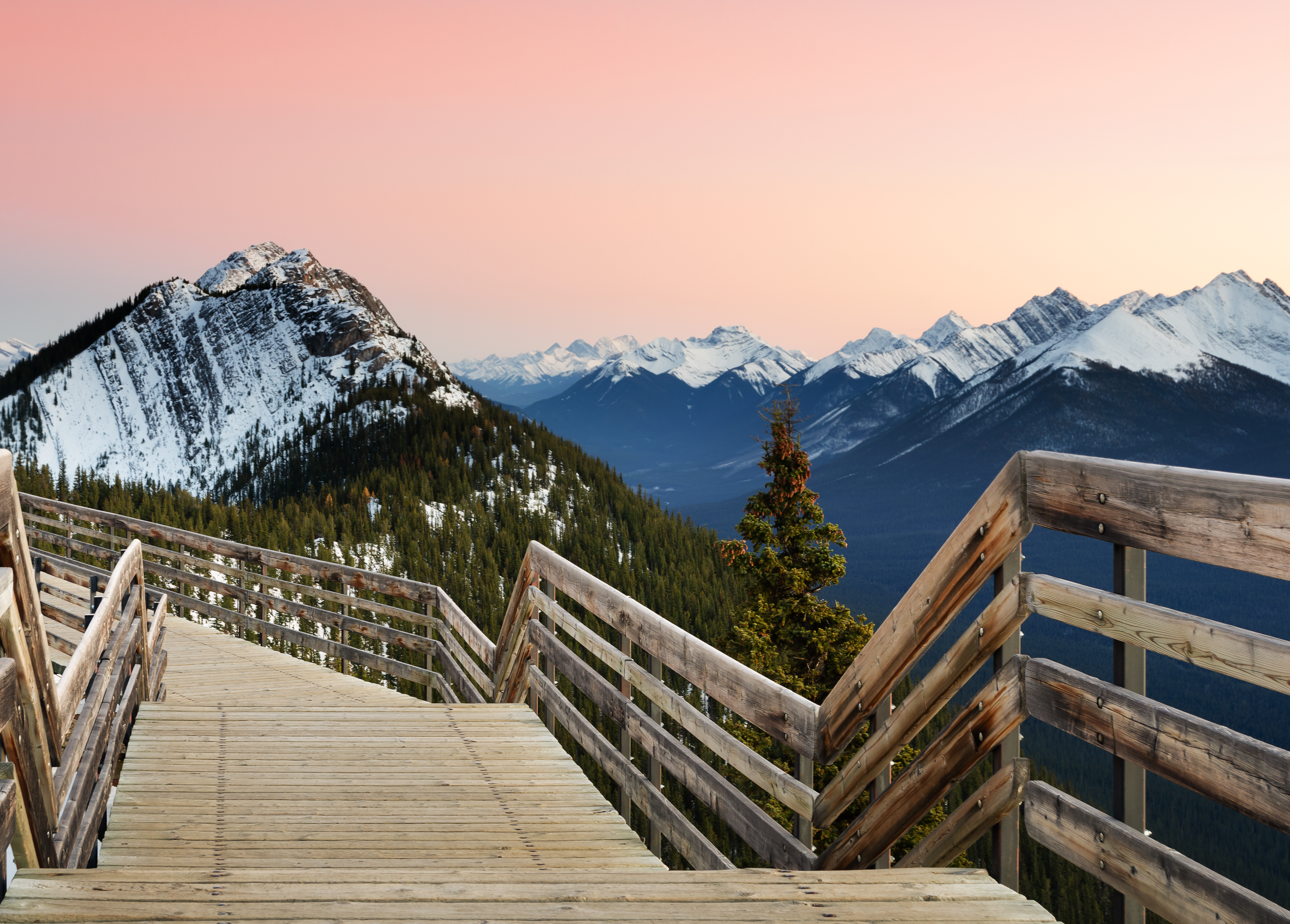 Sunset at Sulphur Mountain boardwalk