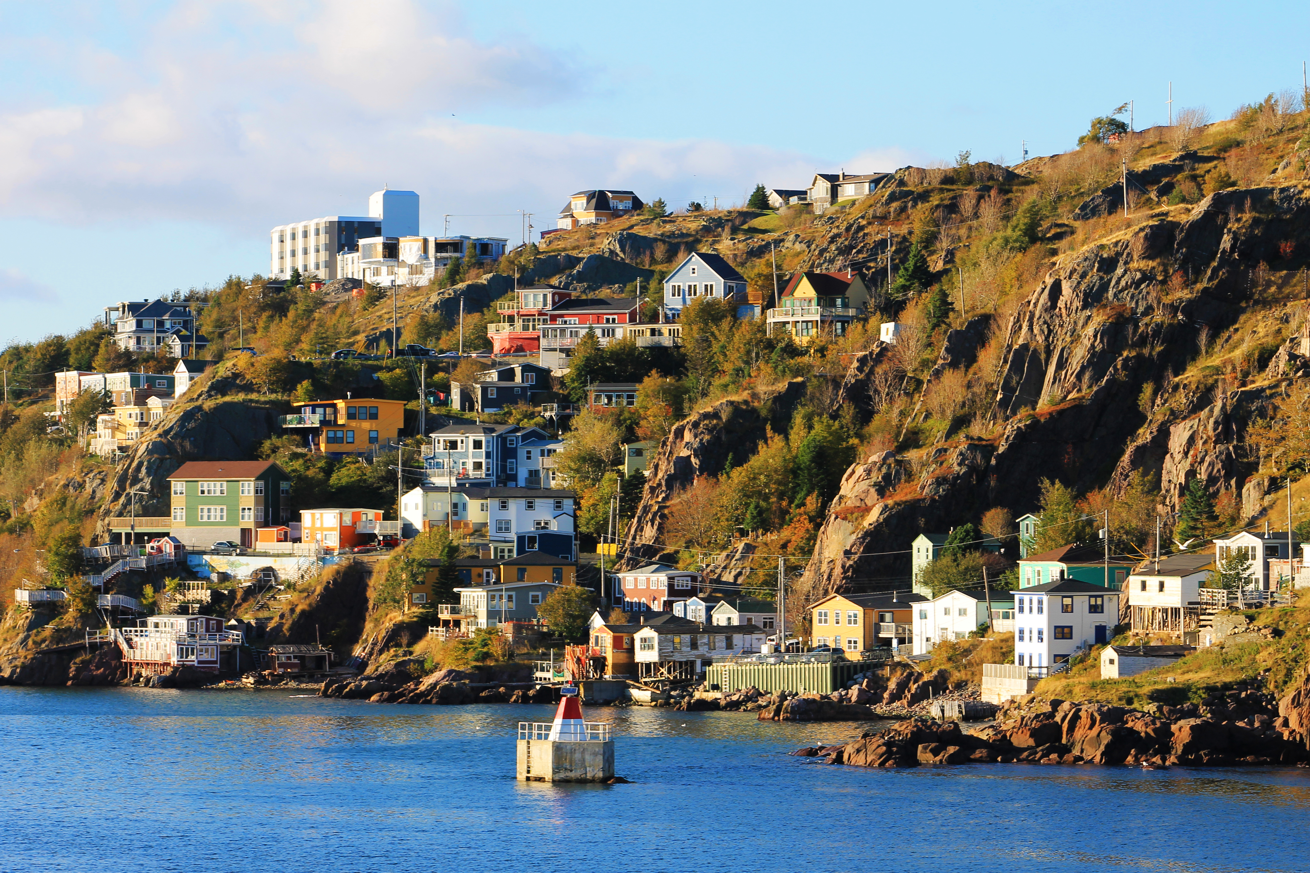 Houses, fishing sheds and stages on the hill side and along the coastline, The Battery, St. John's