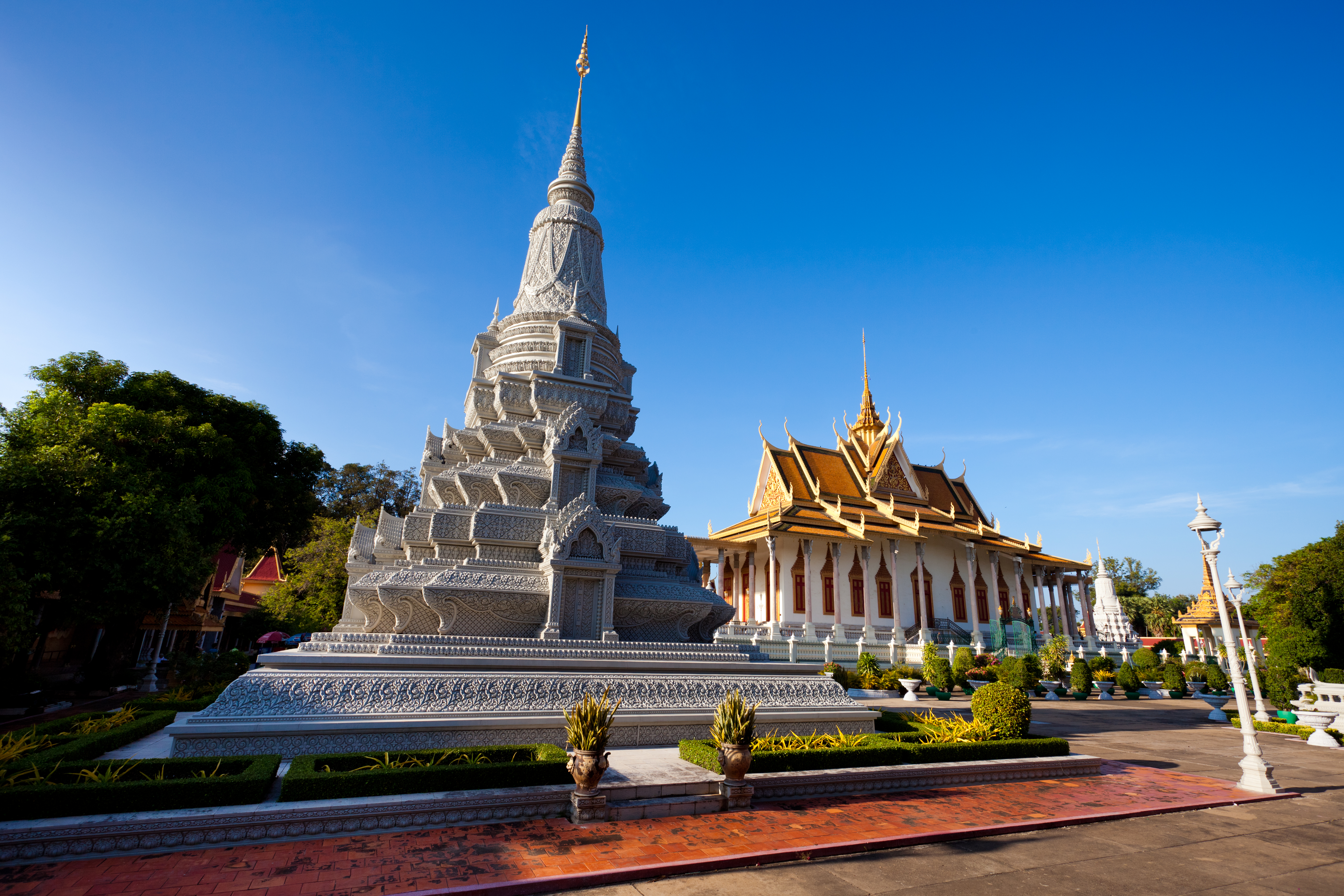 Silver Pagoda and Grand Palace complex in the afternoon light.
