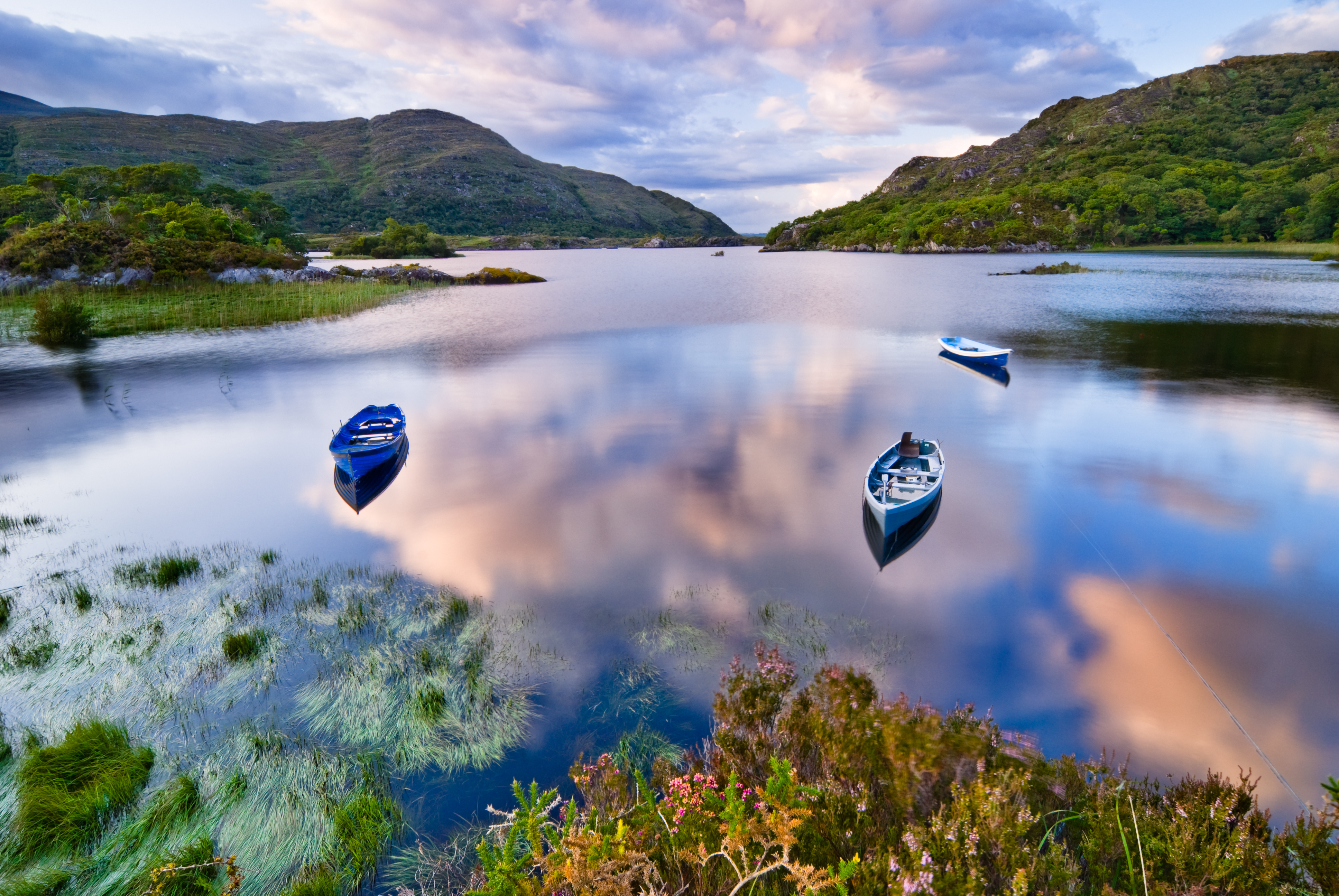 Boats on water in Killarney National Park, Republic of Ireland