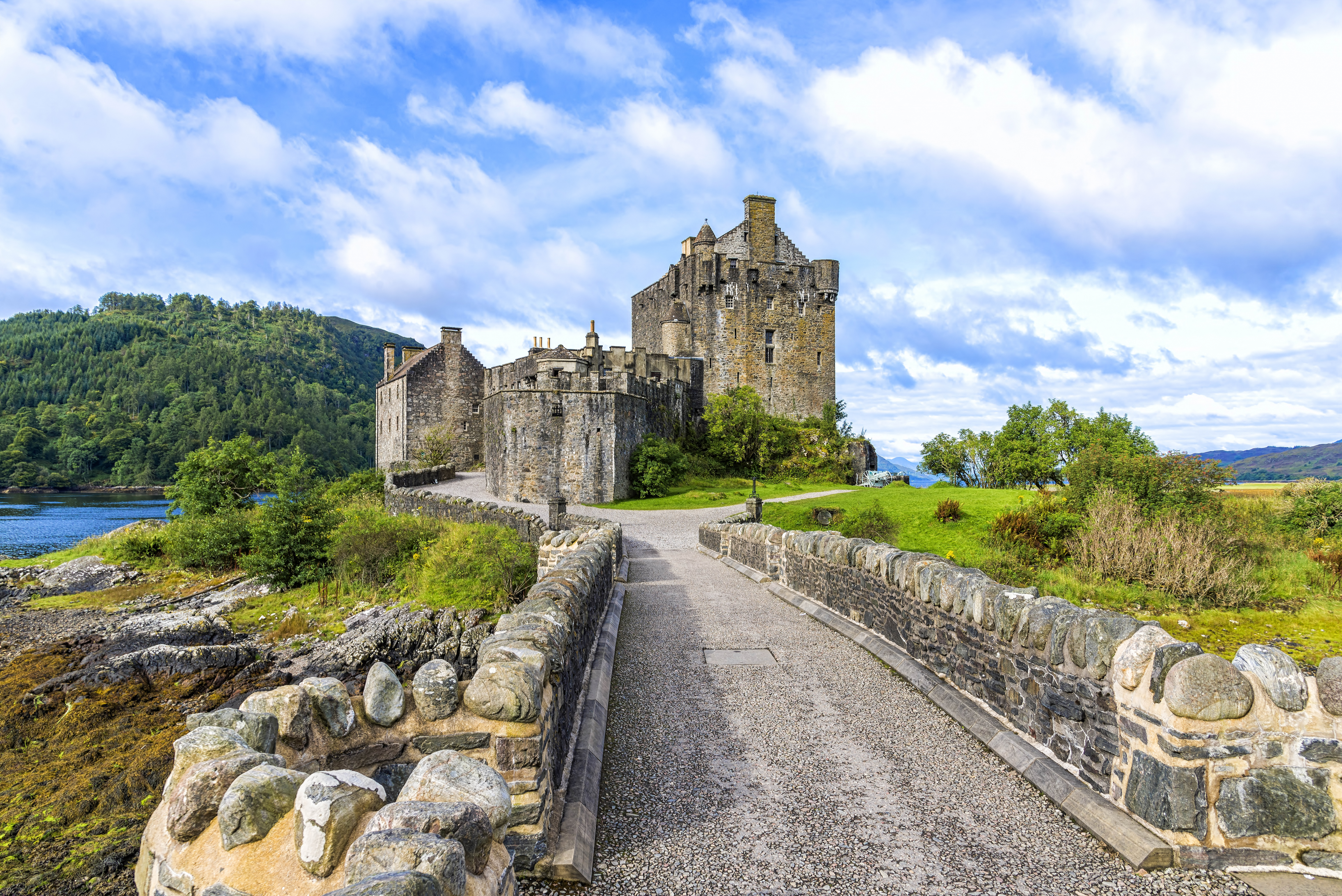 The Eilean Donan castle in Scotland. This castle, frequently appears in film and television, was founded in the thirteenth century.