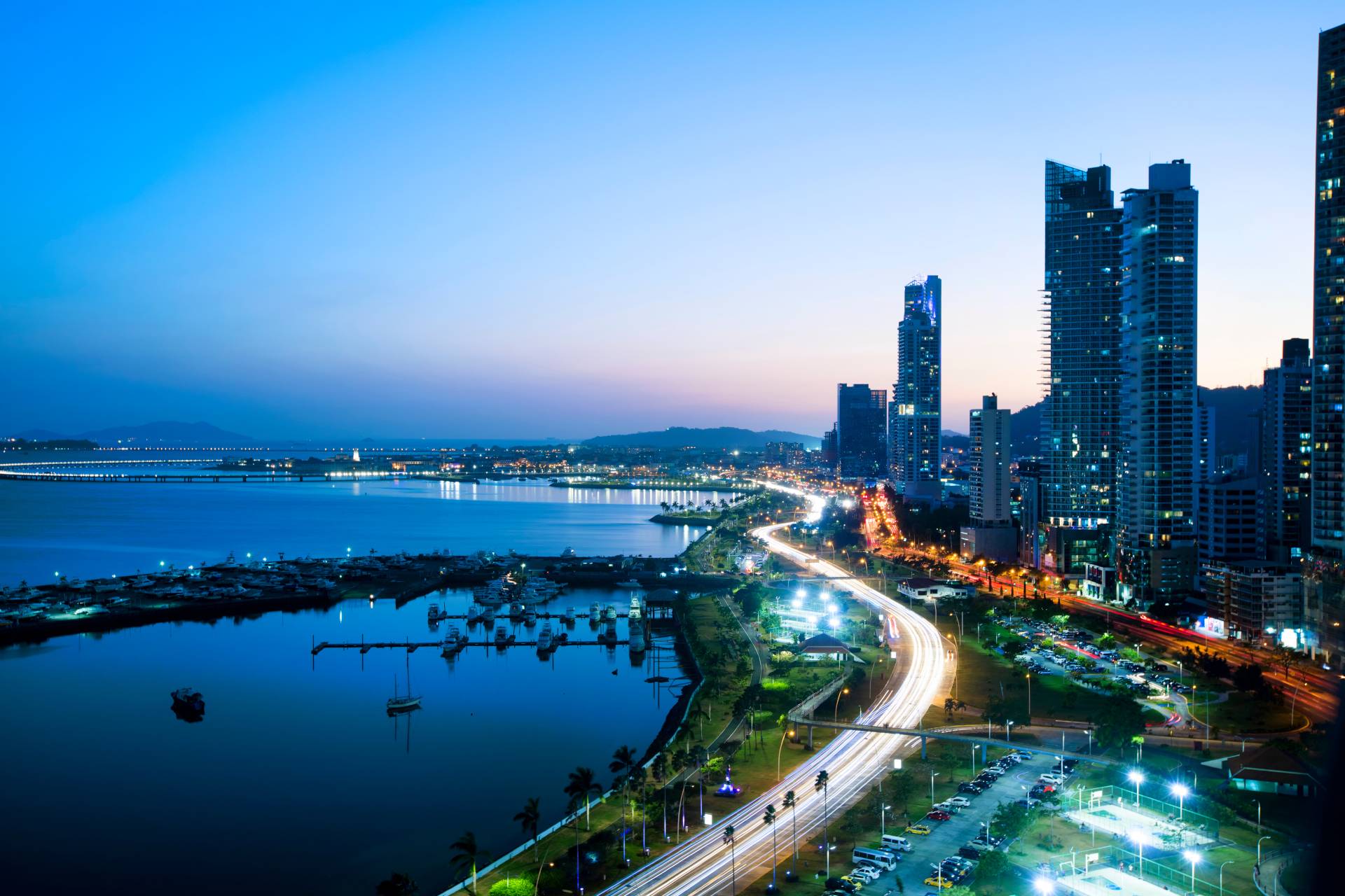 Panama city skyline at night