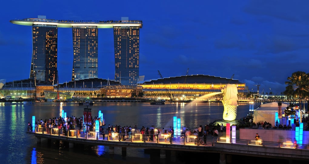 Marina Bay Sands Hotel dominates the skyline in Singapore