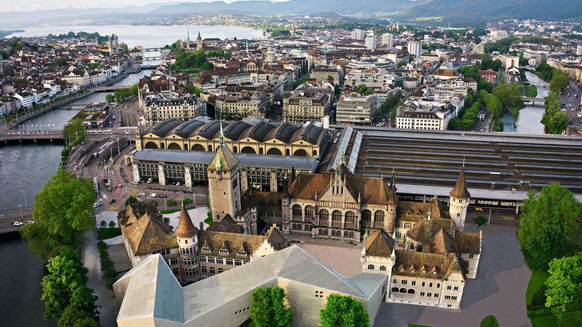 Aerial view of Zurich Swiss National Museum