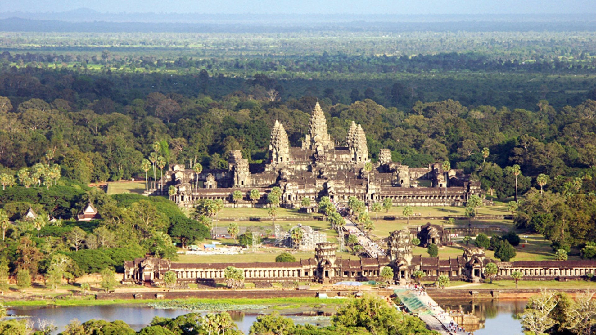 Aerial View of Angkor Wat Complex, Siem Reap, Cambodia