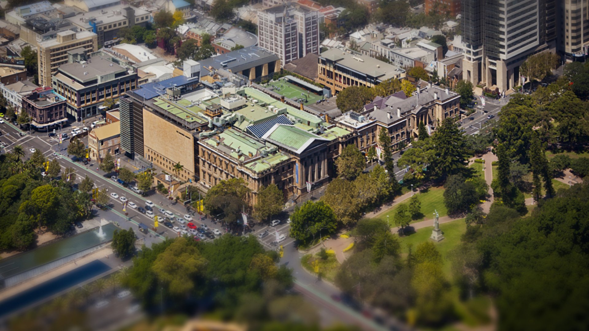 Aerial View of Australian Museum in Darlinghurst in Sydney, New South Wales, Australia