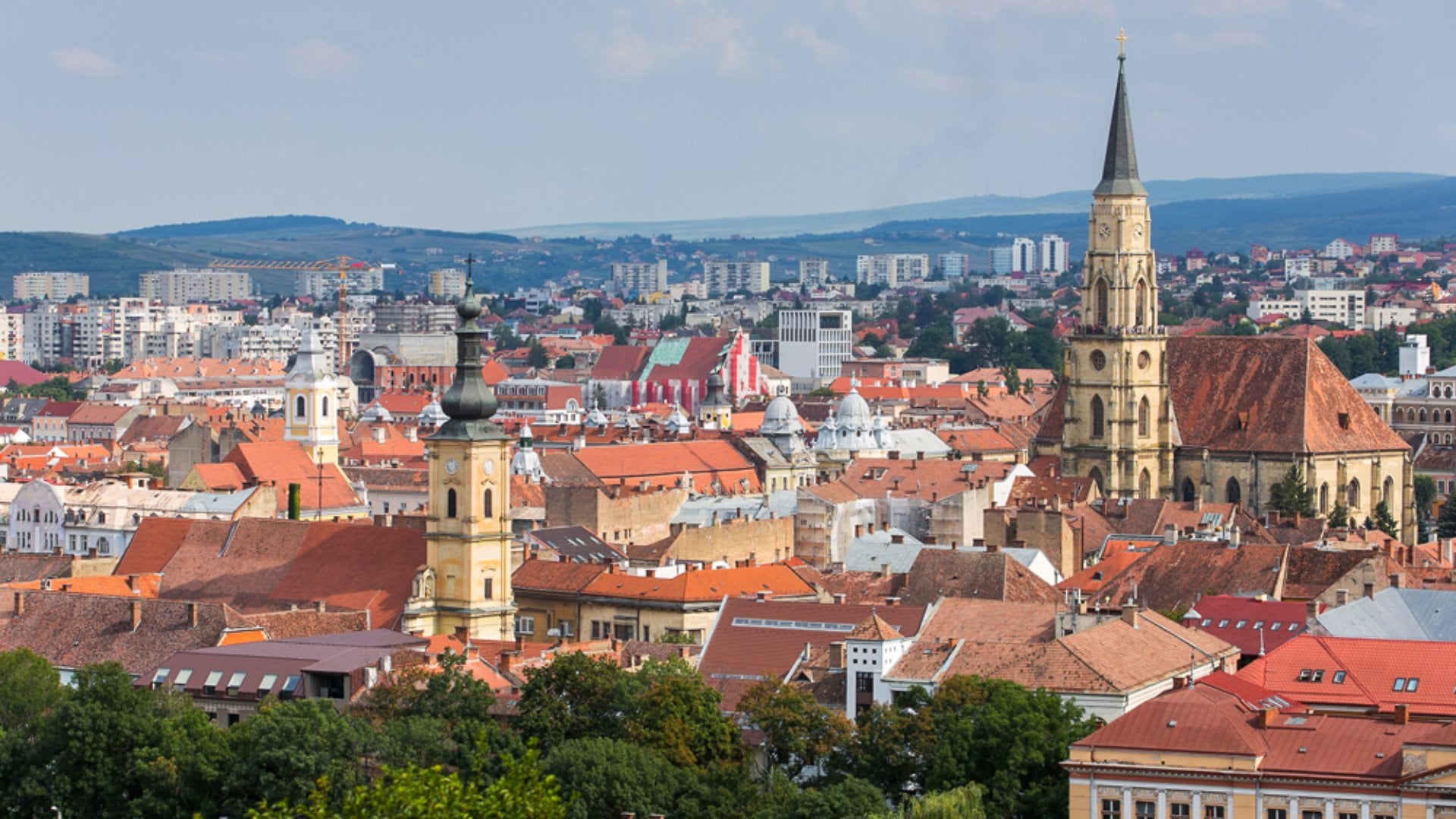 Aerial View of the Old Town in Cluj-Napoca, Transylvania, Romania