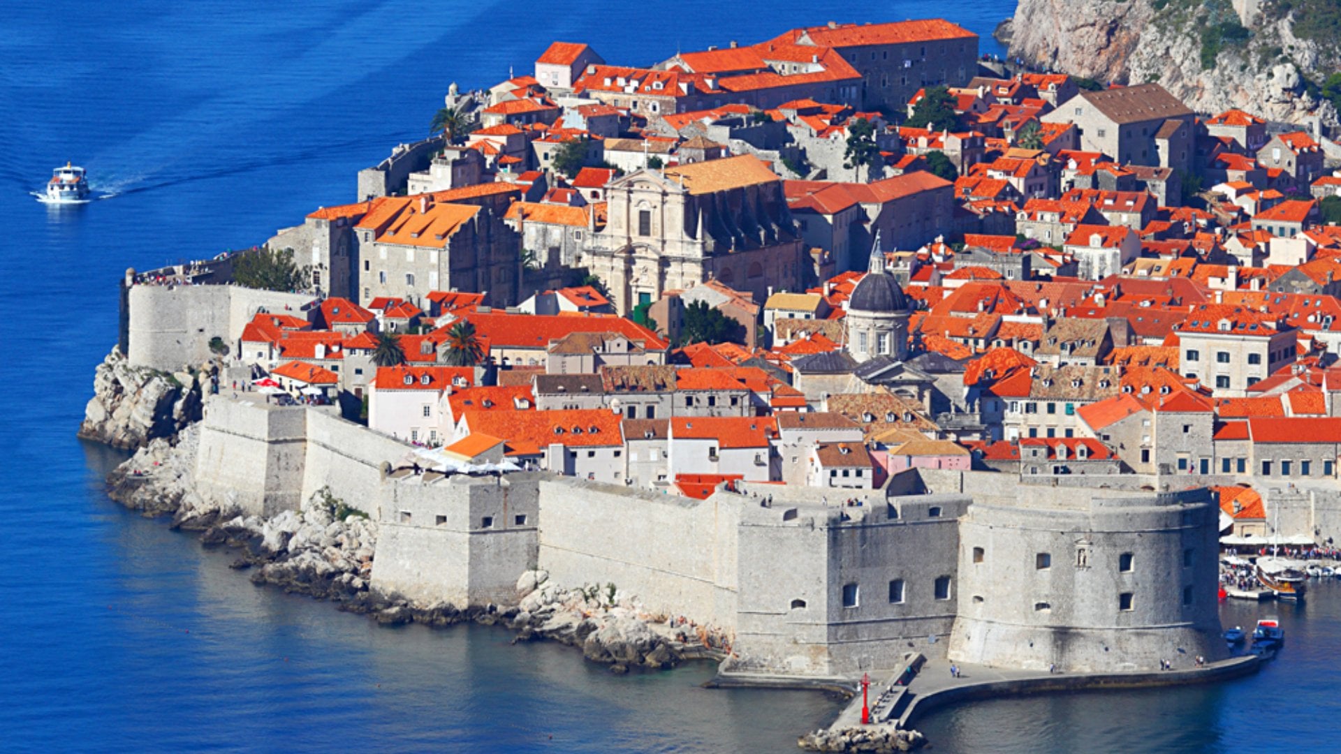 Aerial View of the Walled City of Dubrovnik, Croatia
