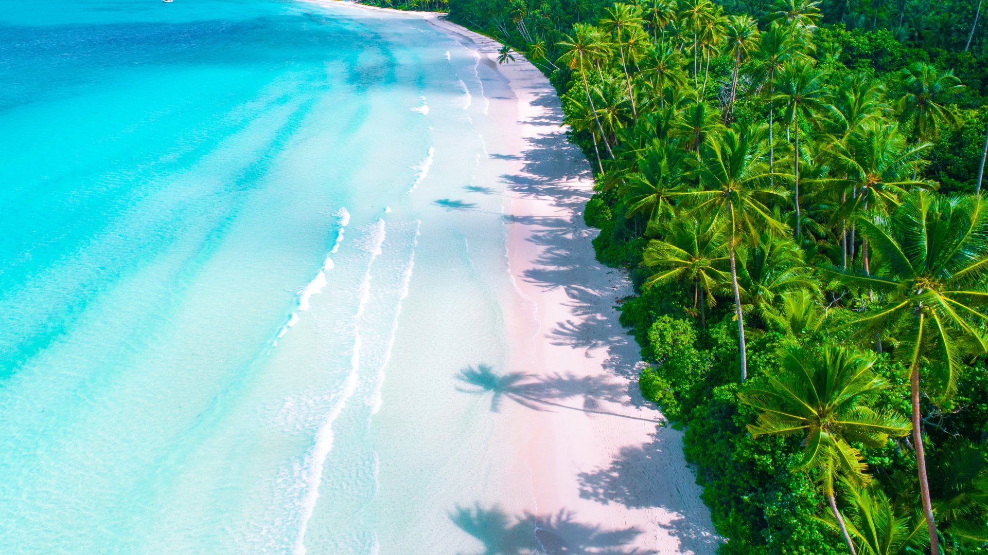 Aerial view with Soft blue turquoise ocean wave on the beach and soft wave