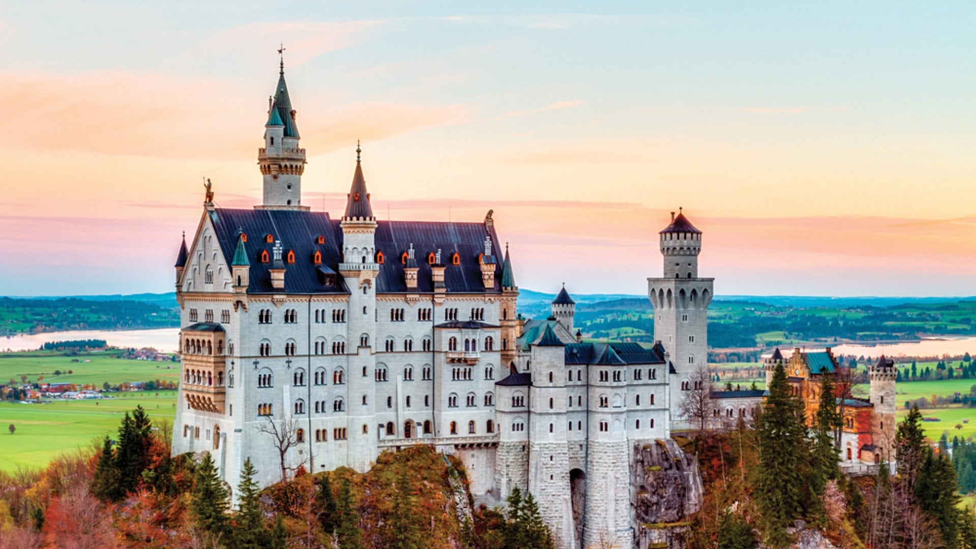 Autumn Landscape of Neuschwanstein Castle in Bavaria, Germany
