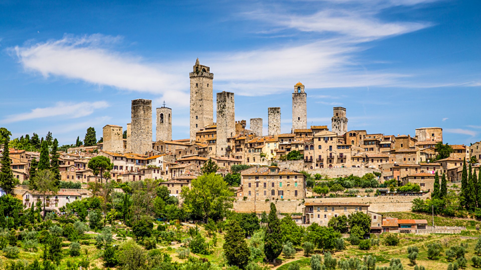 Beautiful View of the Medieval Town of San Gimignano, Tuscany, Italy