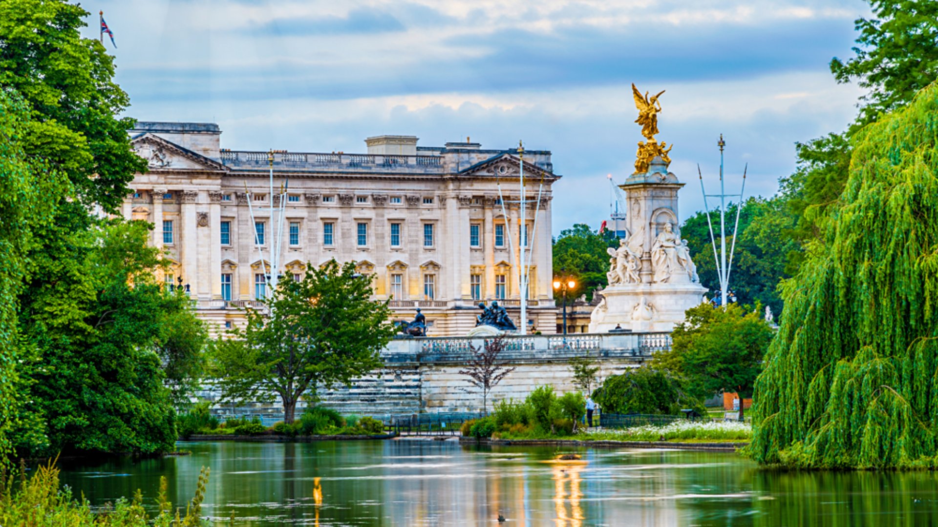Buckingham Palace seen from St. James Park in London