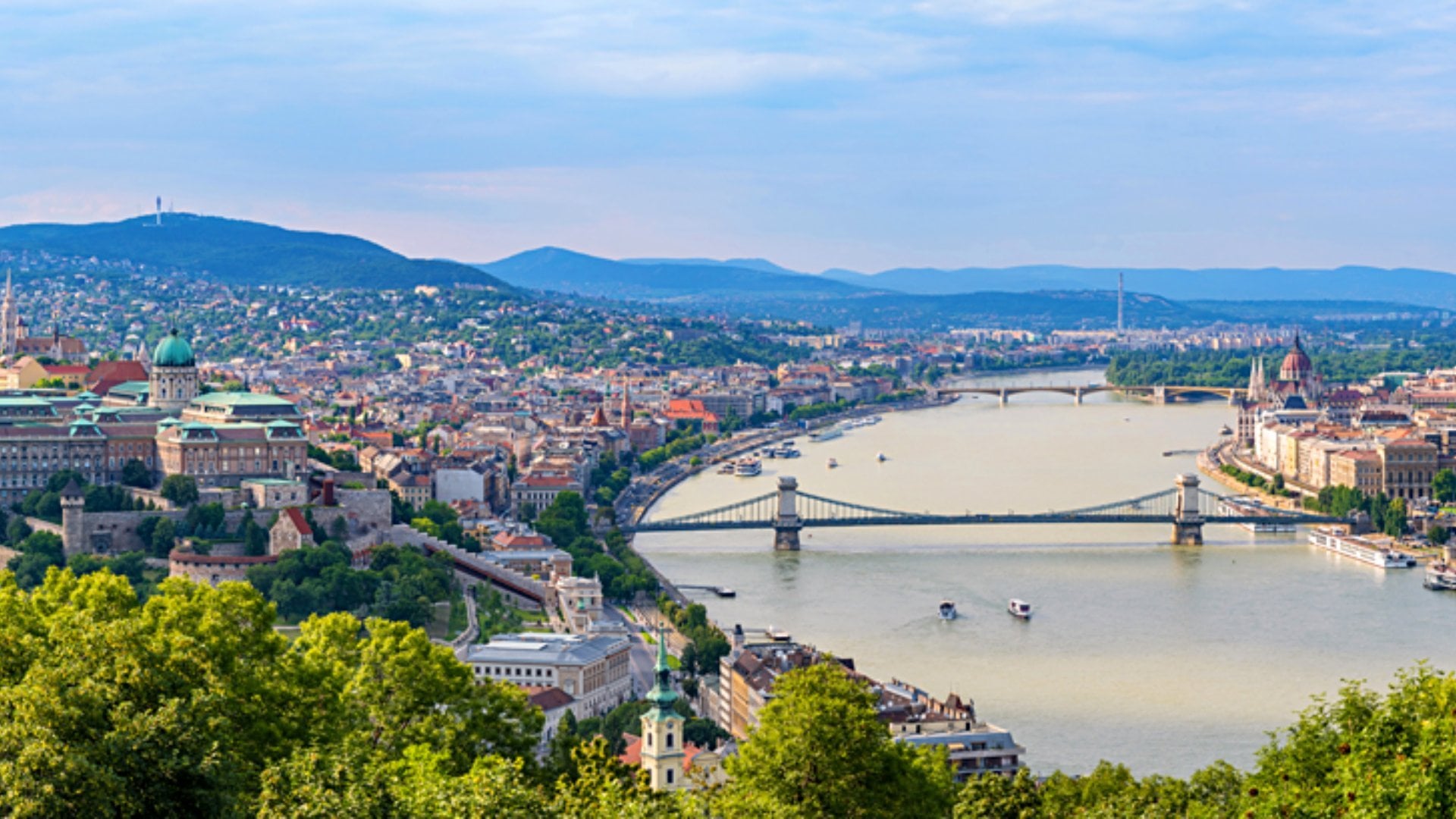 Budapest panorama city skyline taken from Gellert Hill, Budapest, Hungary