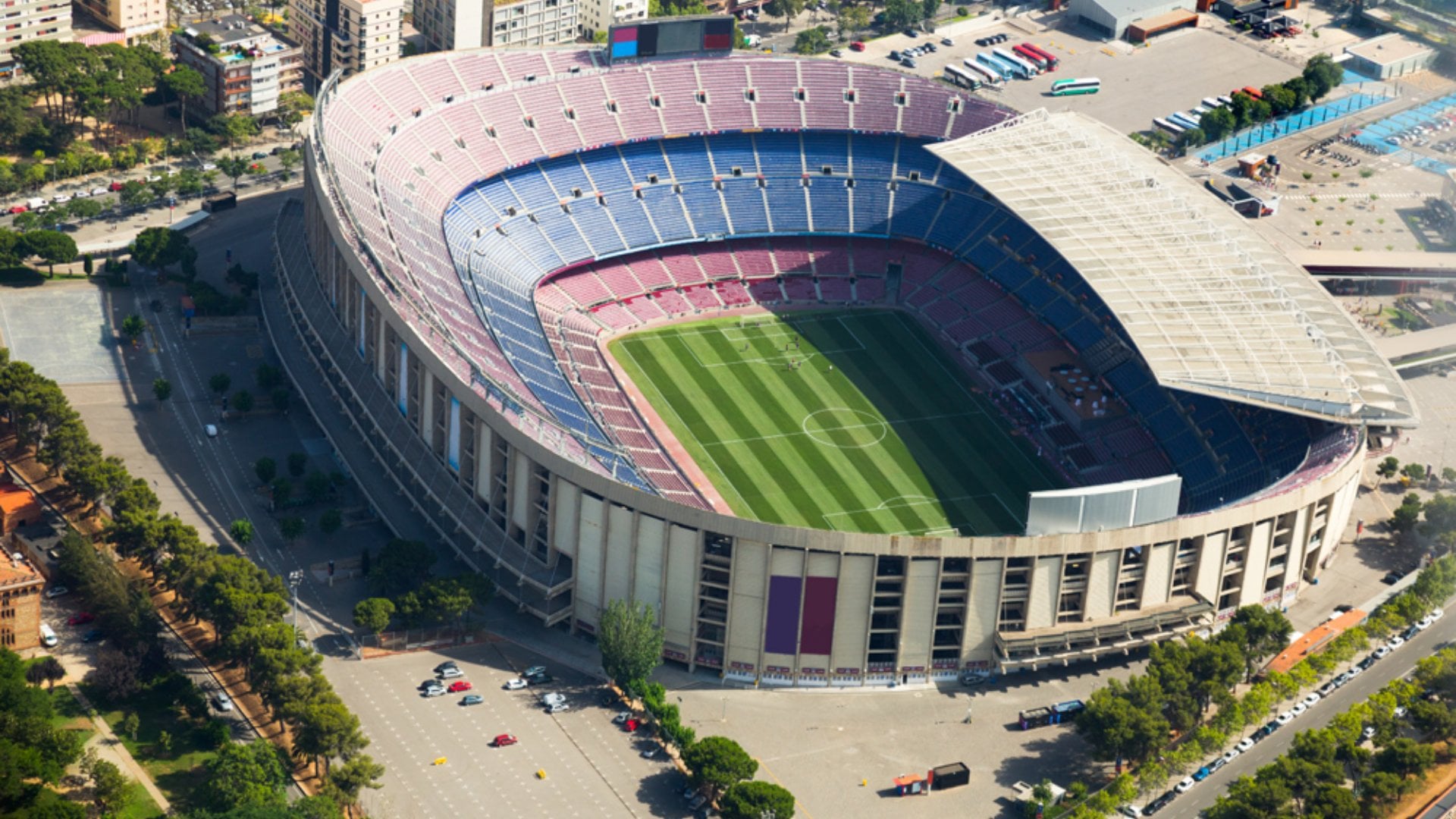 Camp Nou, famous footbal stadium in Barcelona of Catalonia, Spain