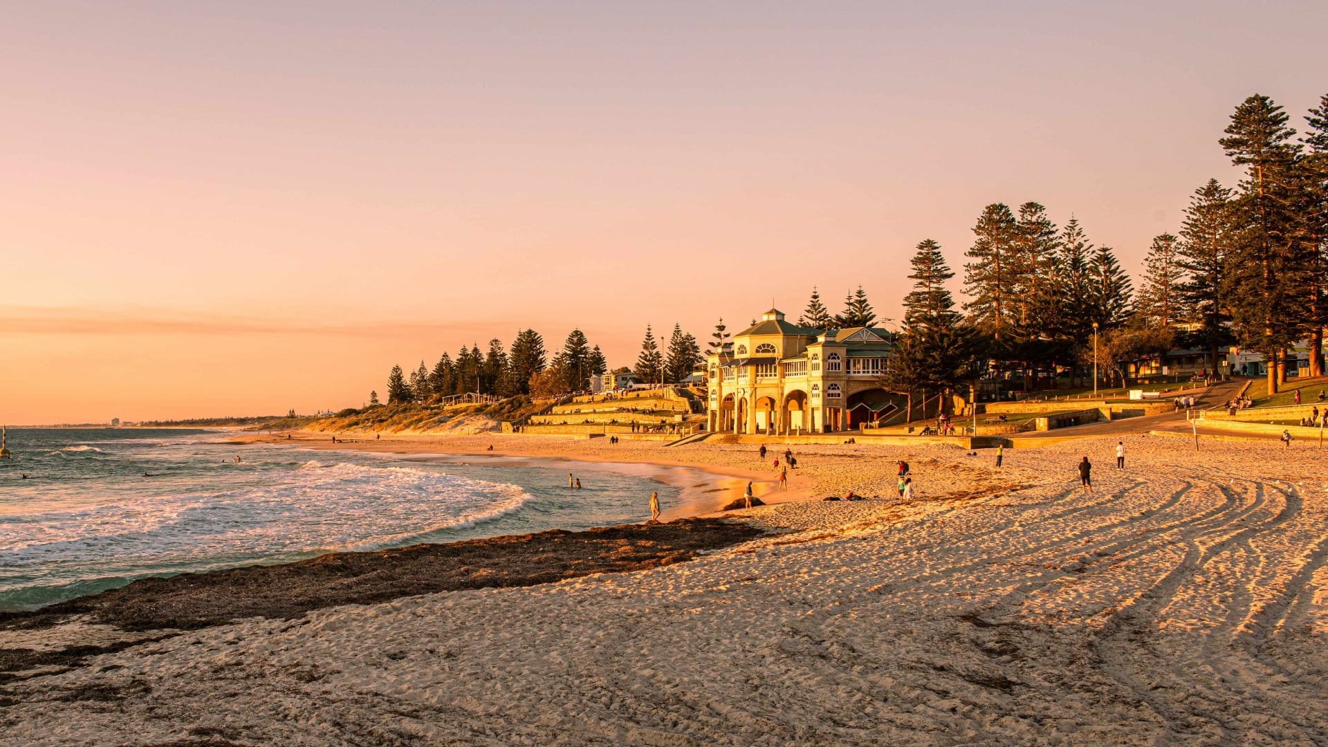 Cottesloe Beach Teahouse at sunset, Perth, Australia.