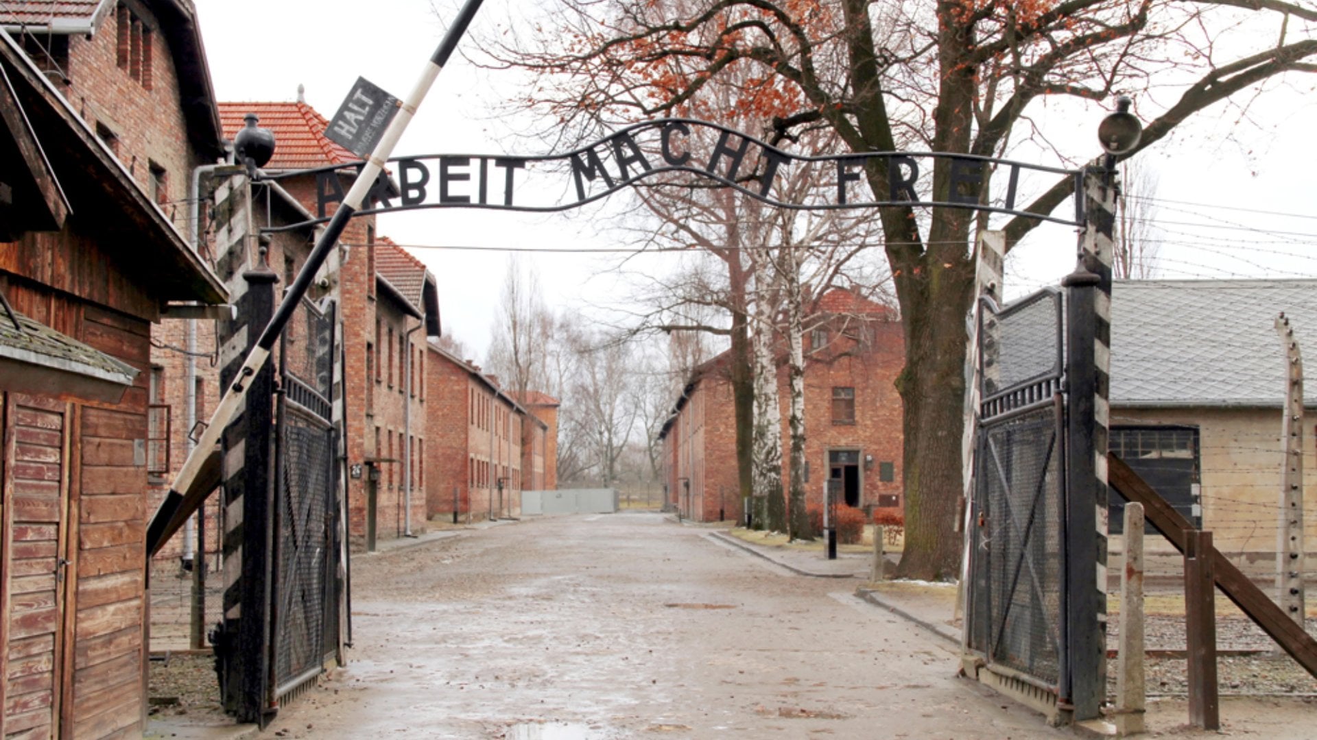 Gates to Auschwitz Birkenau Concentration Camp, Poland