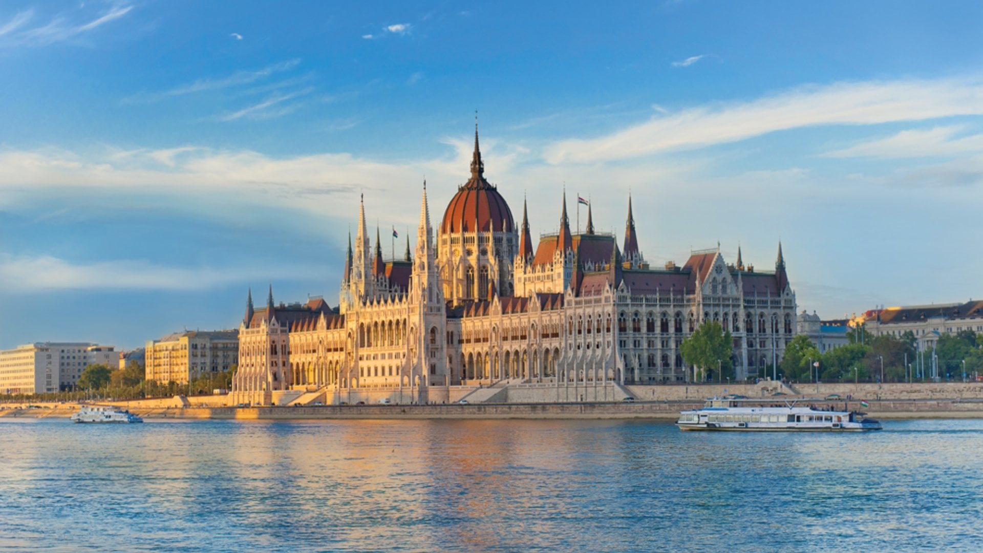 Hungarian Parliament Building at Sunset, Budapest, Hungary