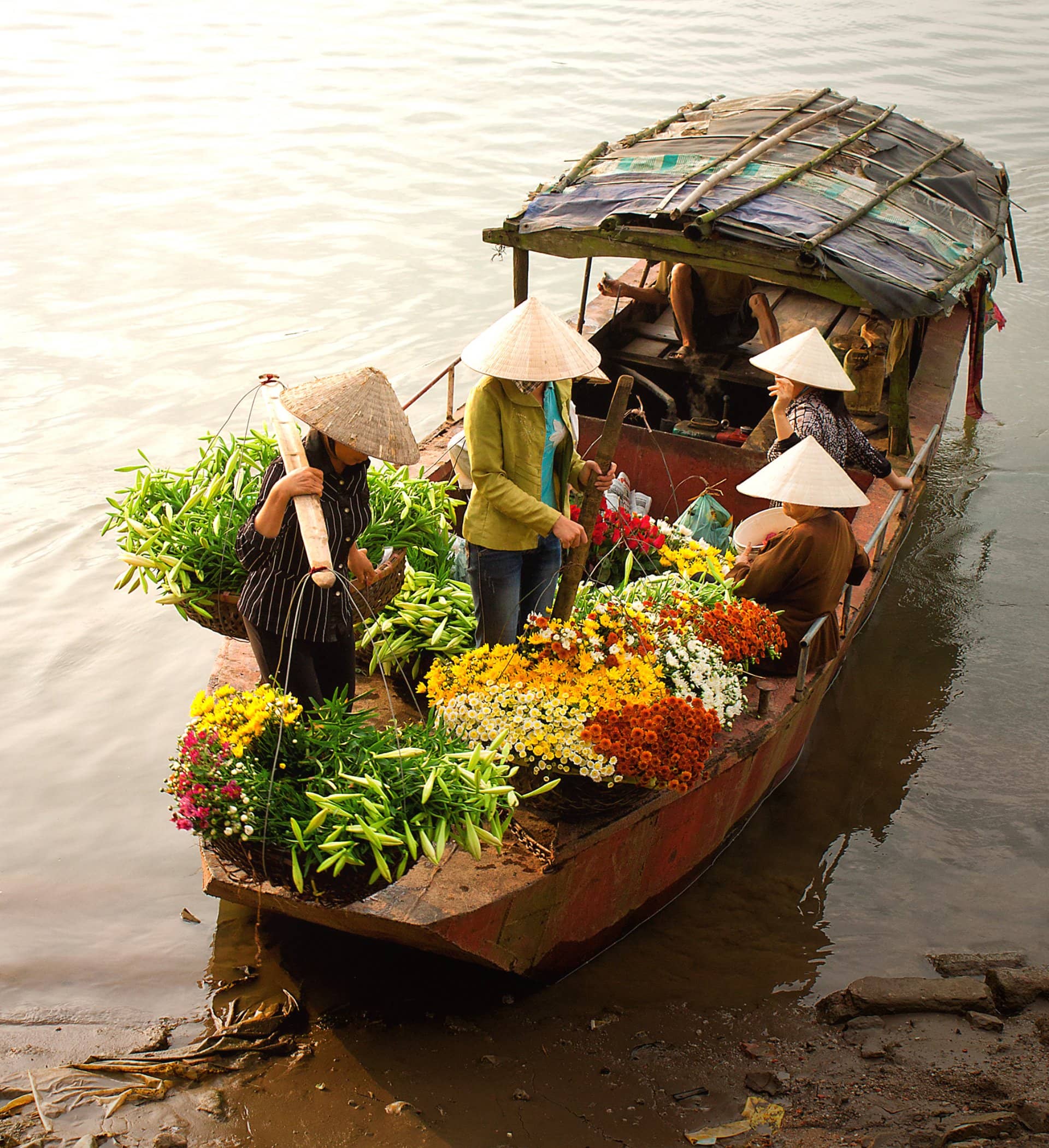 Local women selling flowers
