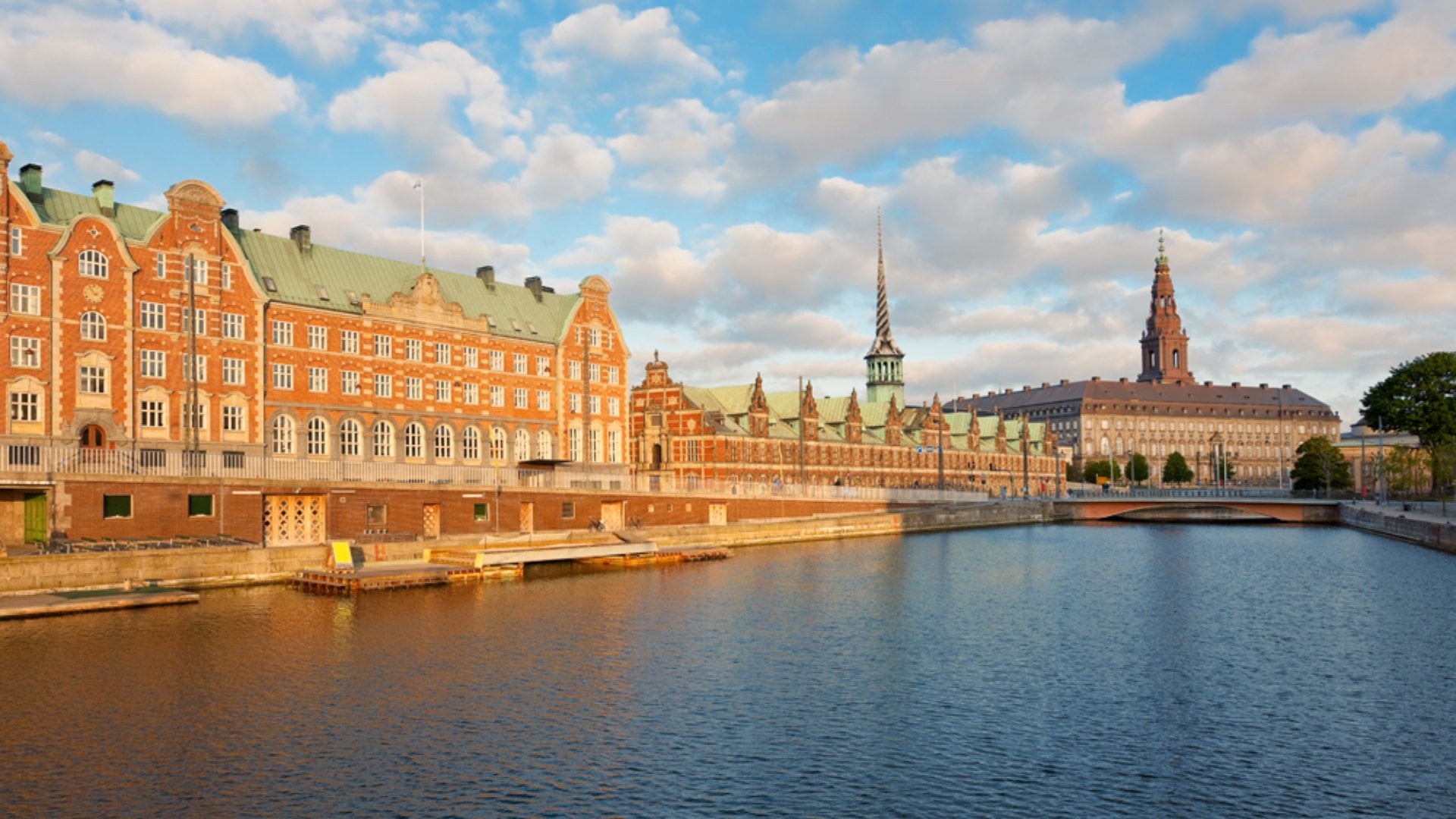 Morning View of Christiansborg Palace Over the Channel in Copenhagen, Denmark