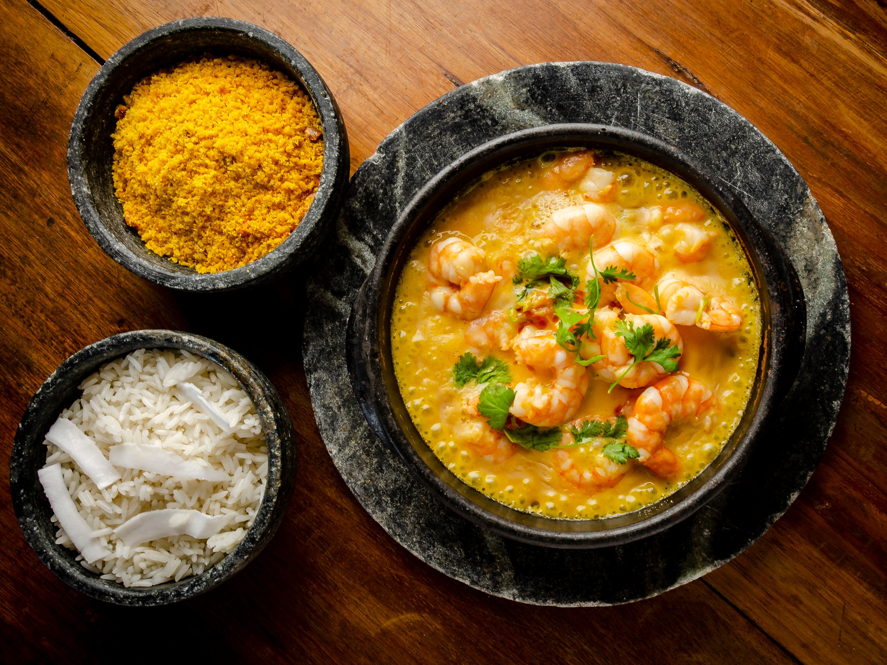 Aerial view of Brazilian moqueca.