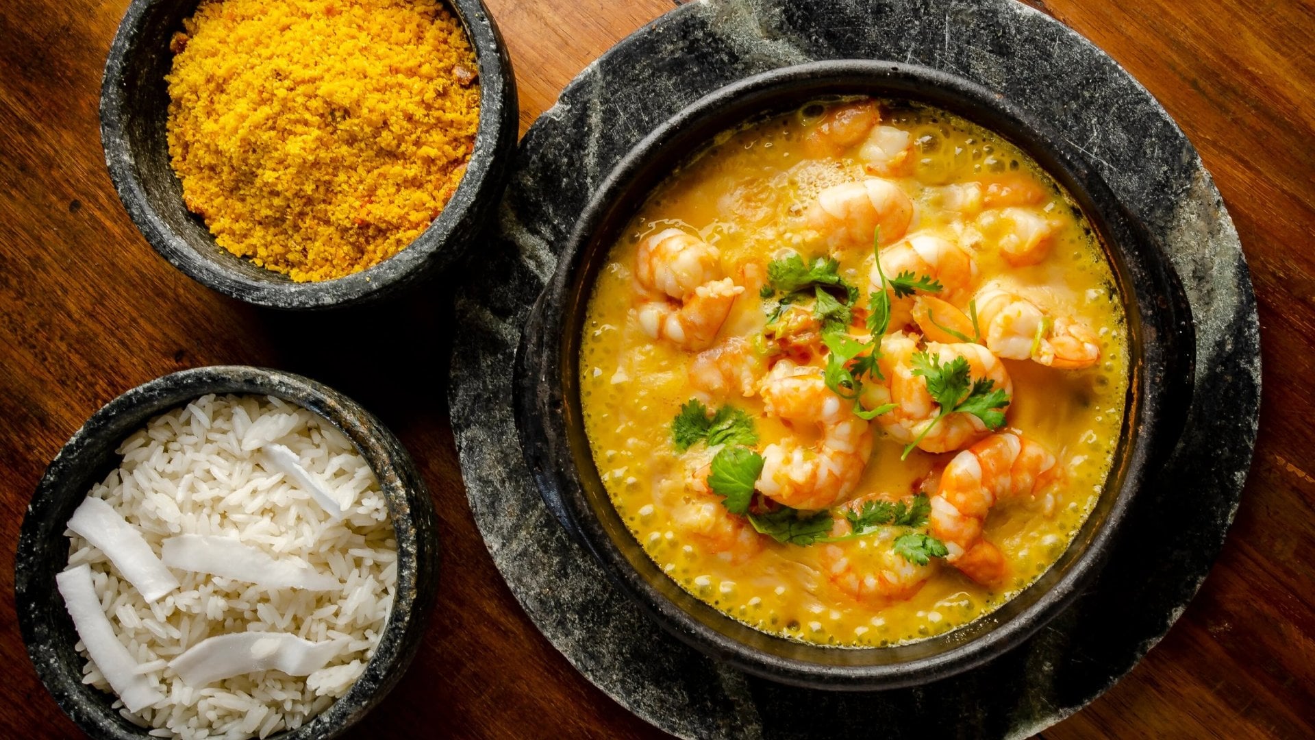 Aerial view of Brazilian moqueca.