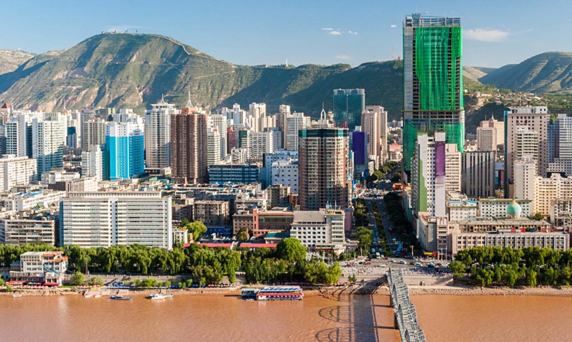 Panoramic view of the Downtown Area of Lanzhou, China