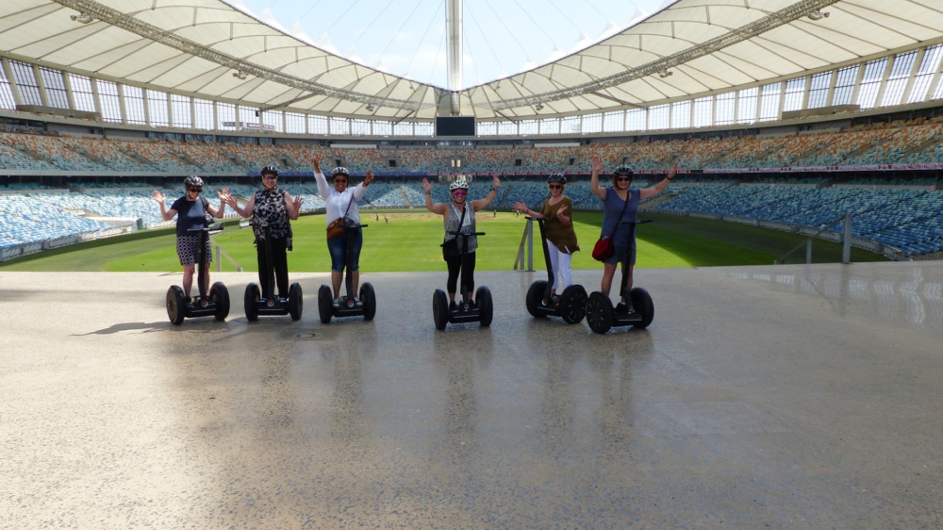 Raewyn Reid - Enjoying a Segway Ride in Moses Mabhida Stadium, Durban, South Africa