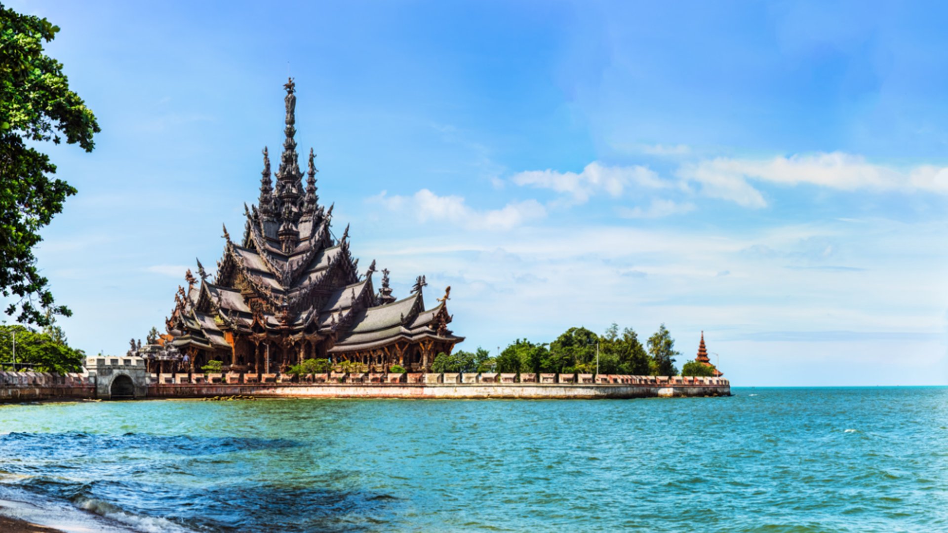 Sanctuary of Truth ancient wooden temple in Pattaya, Thailand