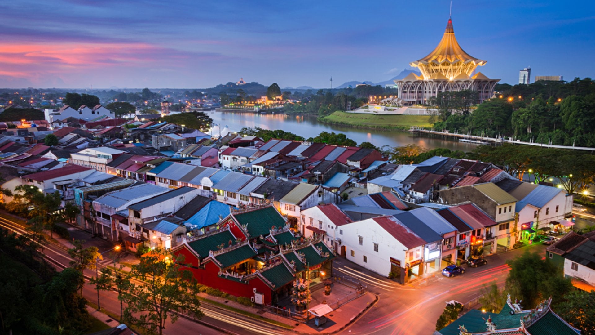 Sunset View At Kuching City, Capital of Sarawak, Borneo, Malaysia