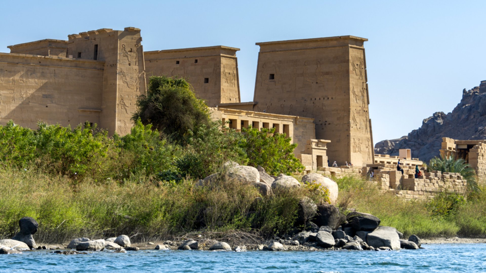 Temple of Philae along the Nile in Aswan, Egypt