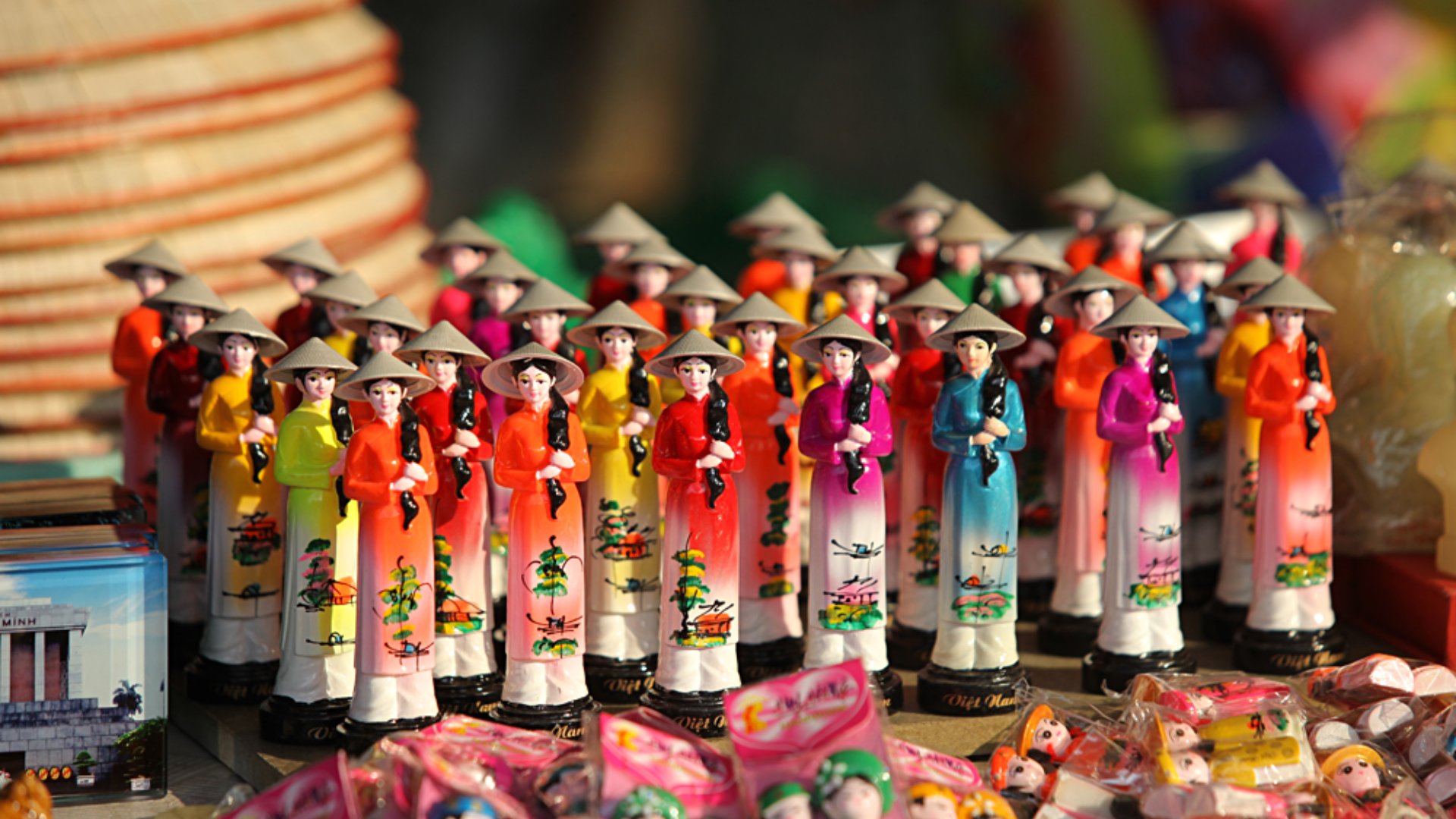 Traditional Souvenirs sold in shop at Hanoi's Old Quarter, Vietnam