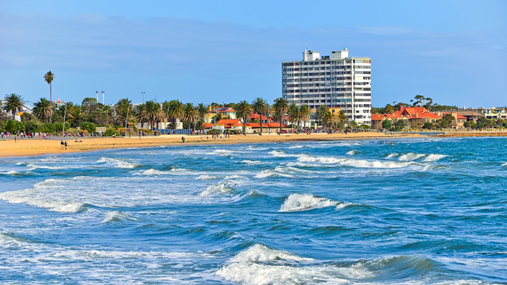 View of St Kilda Beach in Melbourne, Victoria, Australia