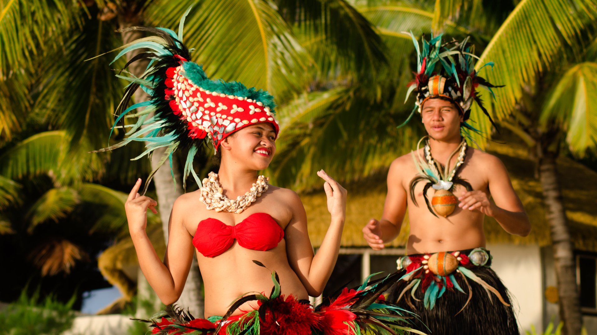 Young Polynesian Pacific Island Tahitian Dancers