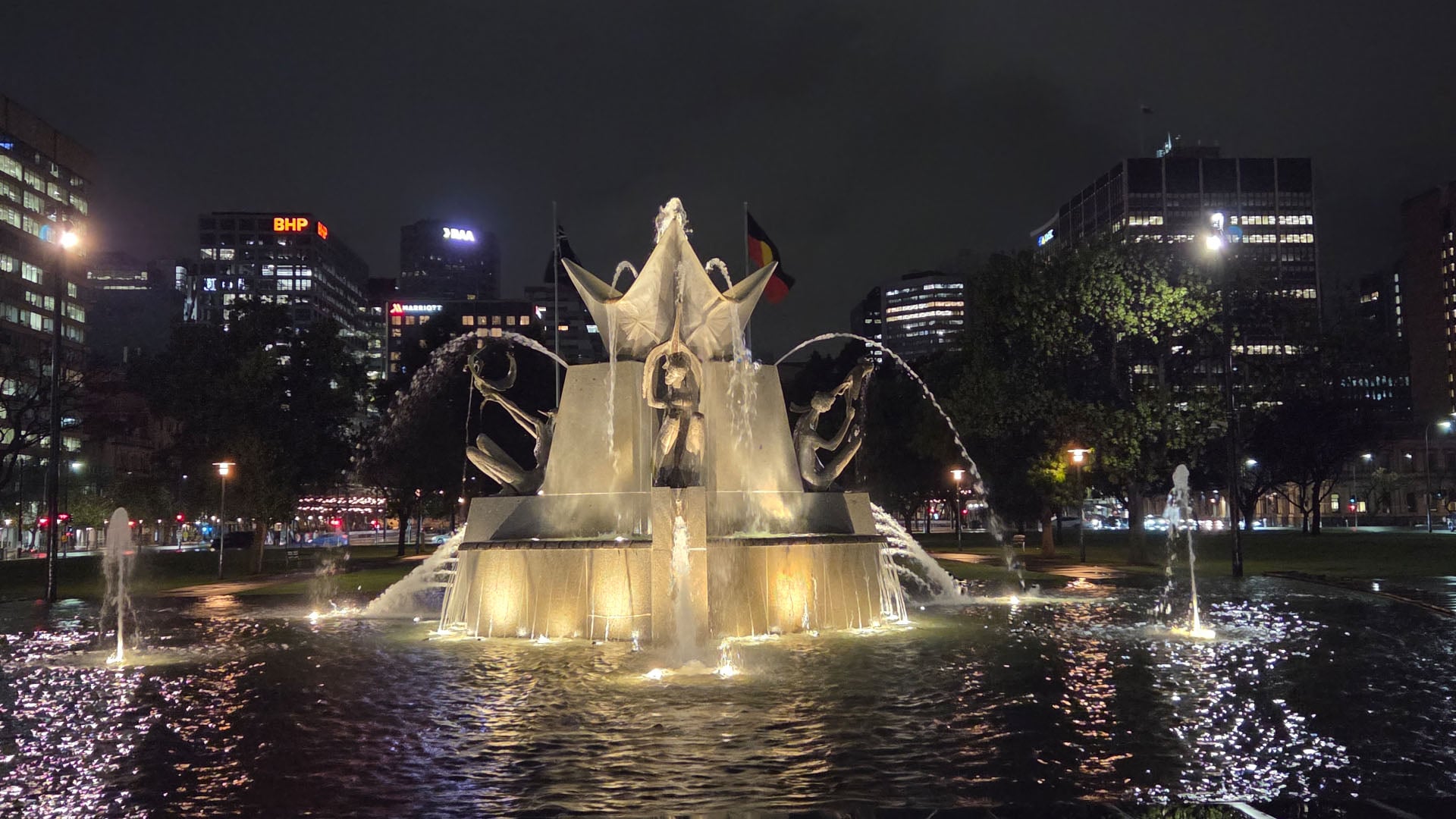 The Three Rivers Fountain in Adelaide, Australia