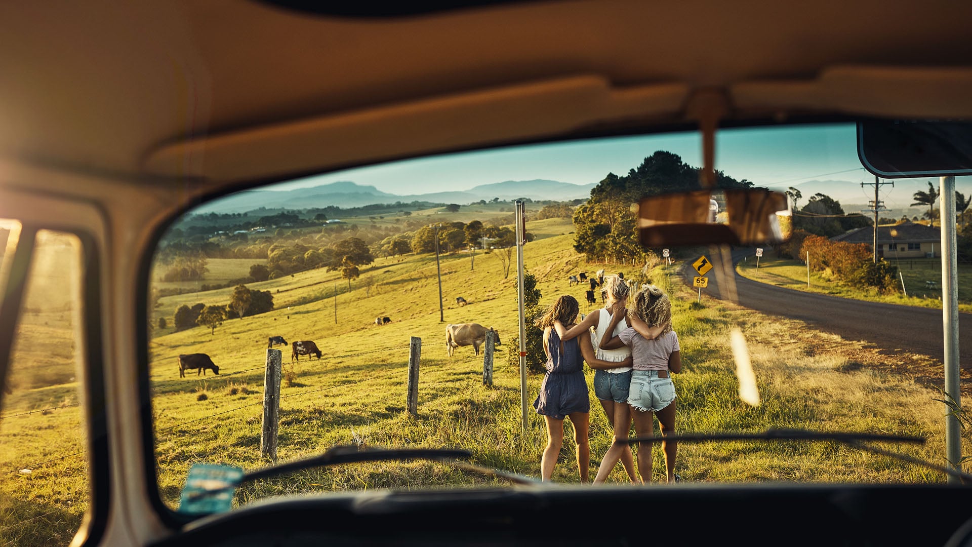 View of women on a road trip in Australia.