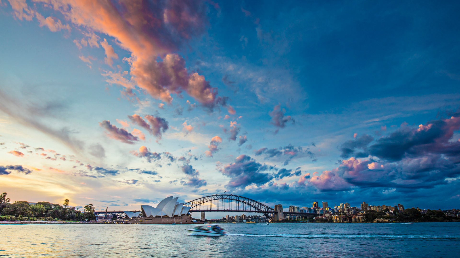 View of Sydney Harbour at sunset