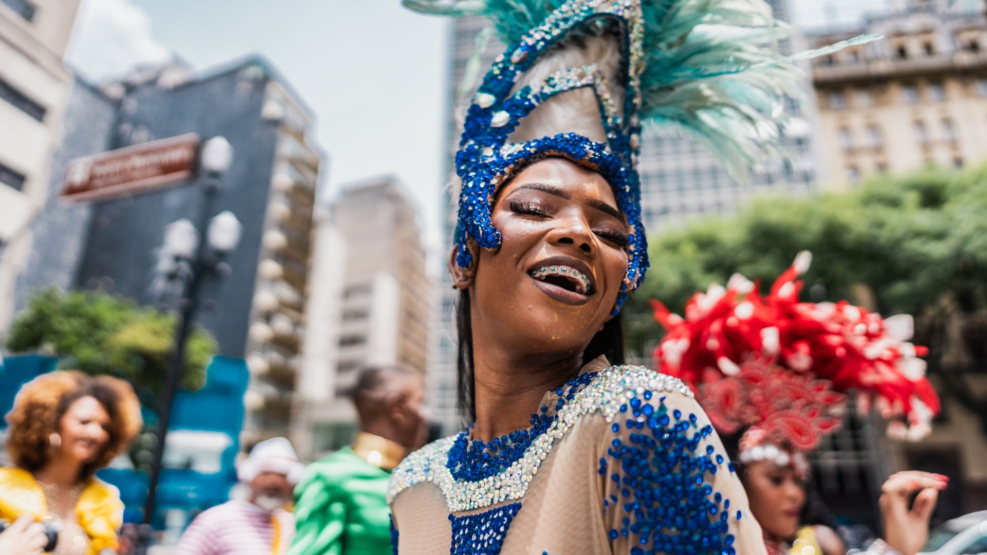 A woman in a Carnival outfit in Rio de Janeiro.