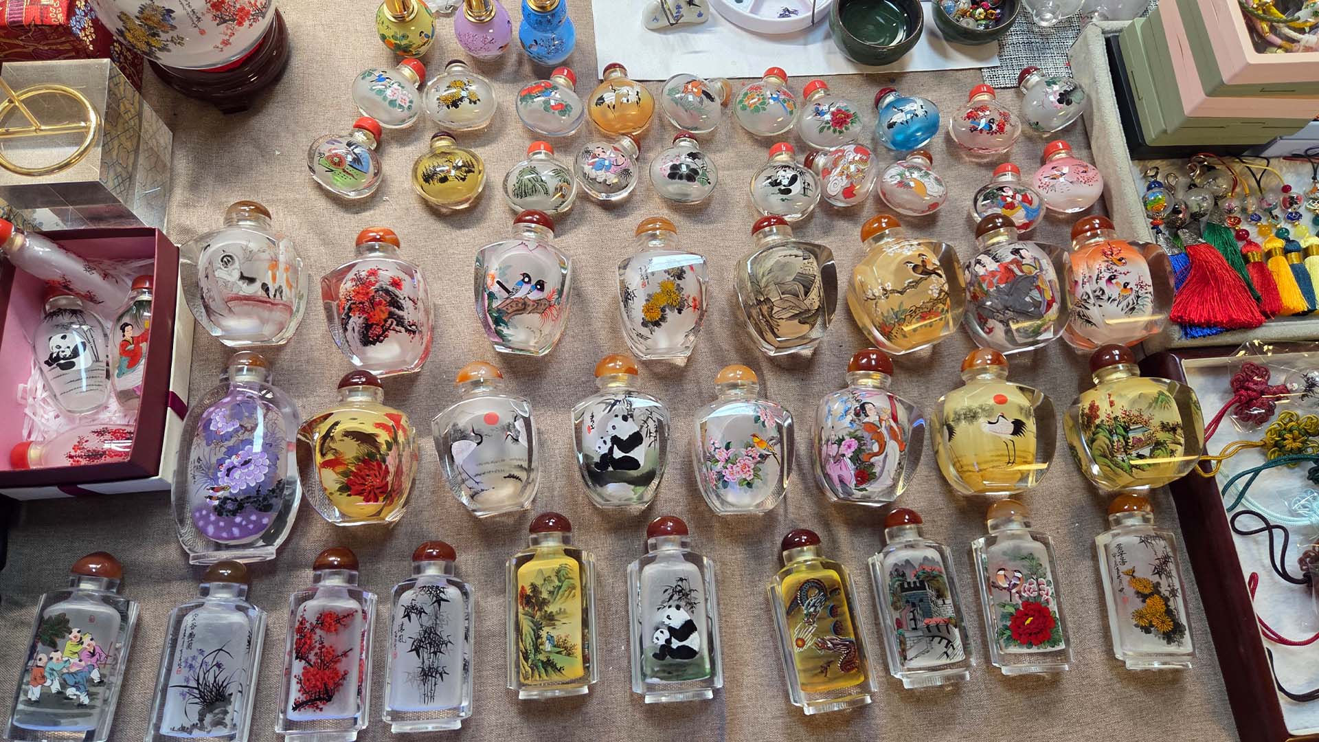 Hand-painted snuff bottles in Beijing China