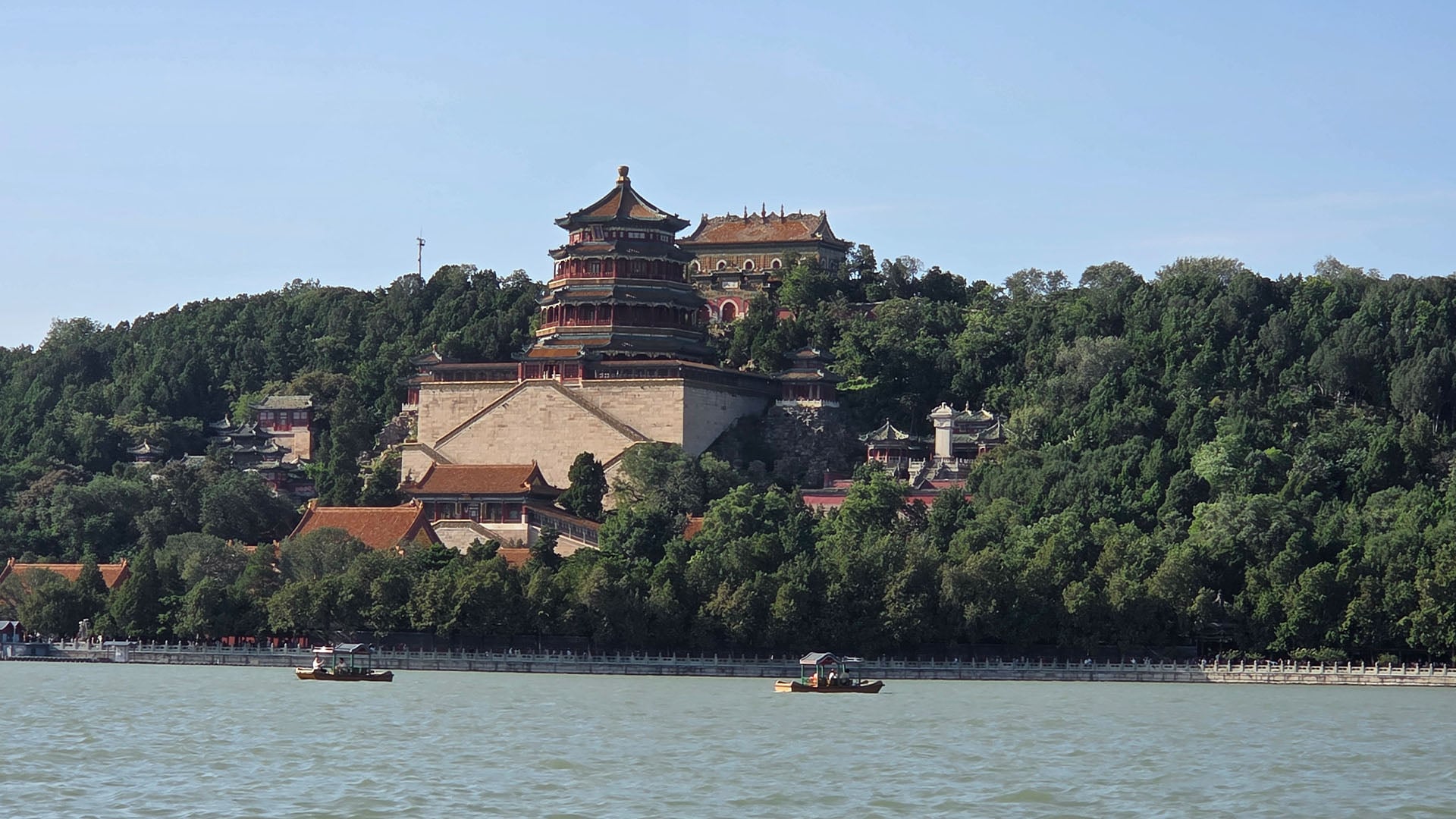 View of the summer palace in Beijing from the water
