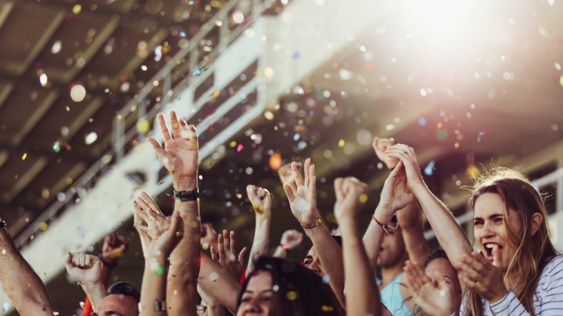 fans cheering at sports game