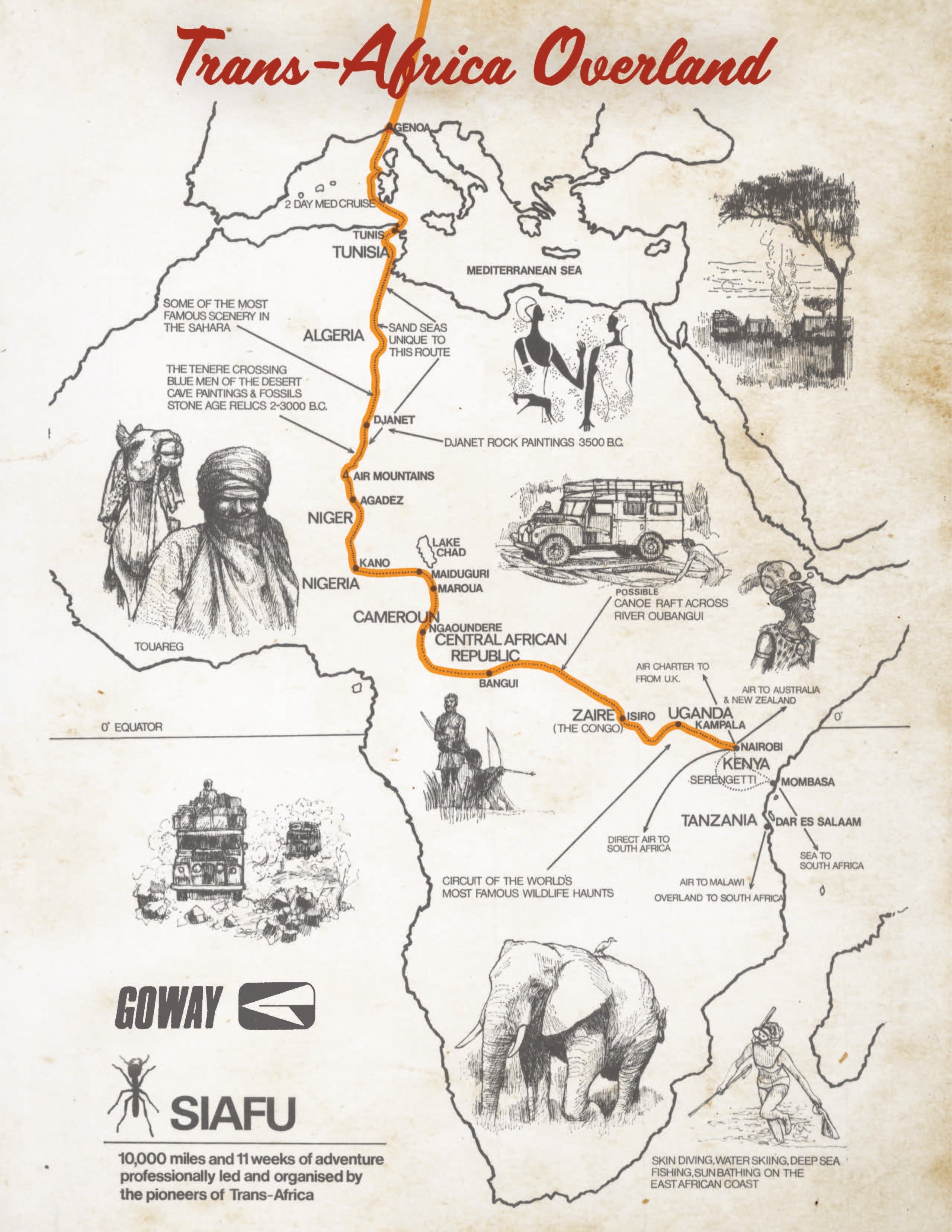 One of Goway's earliest Africa promotional pieces from the early 1970s, featuring the early Goway logo.
